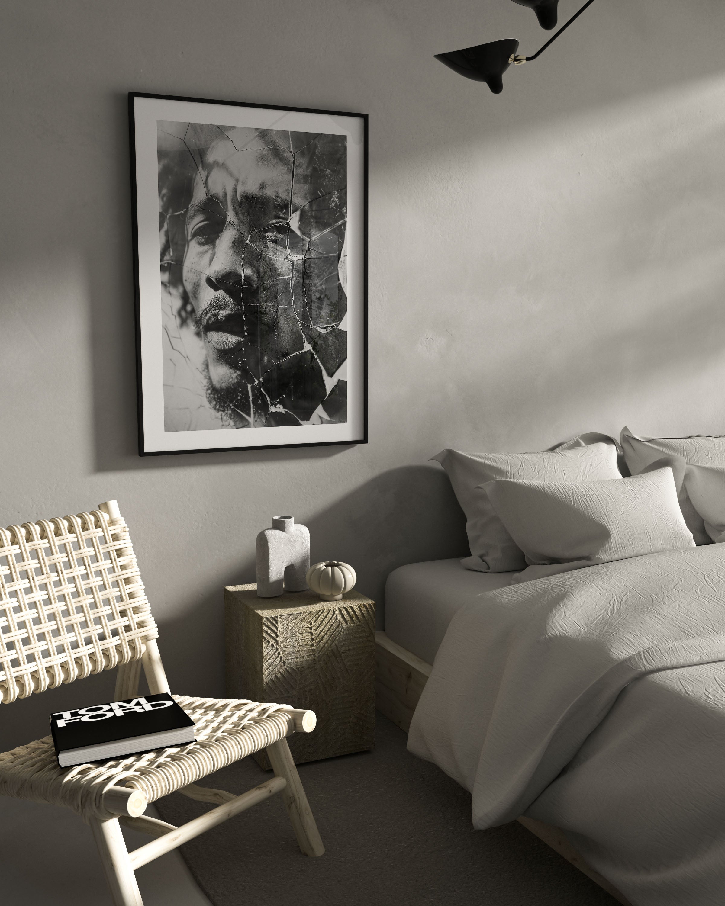 bob marley black and white poster
