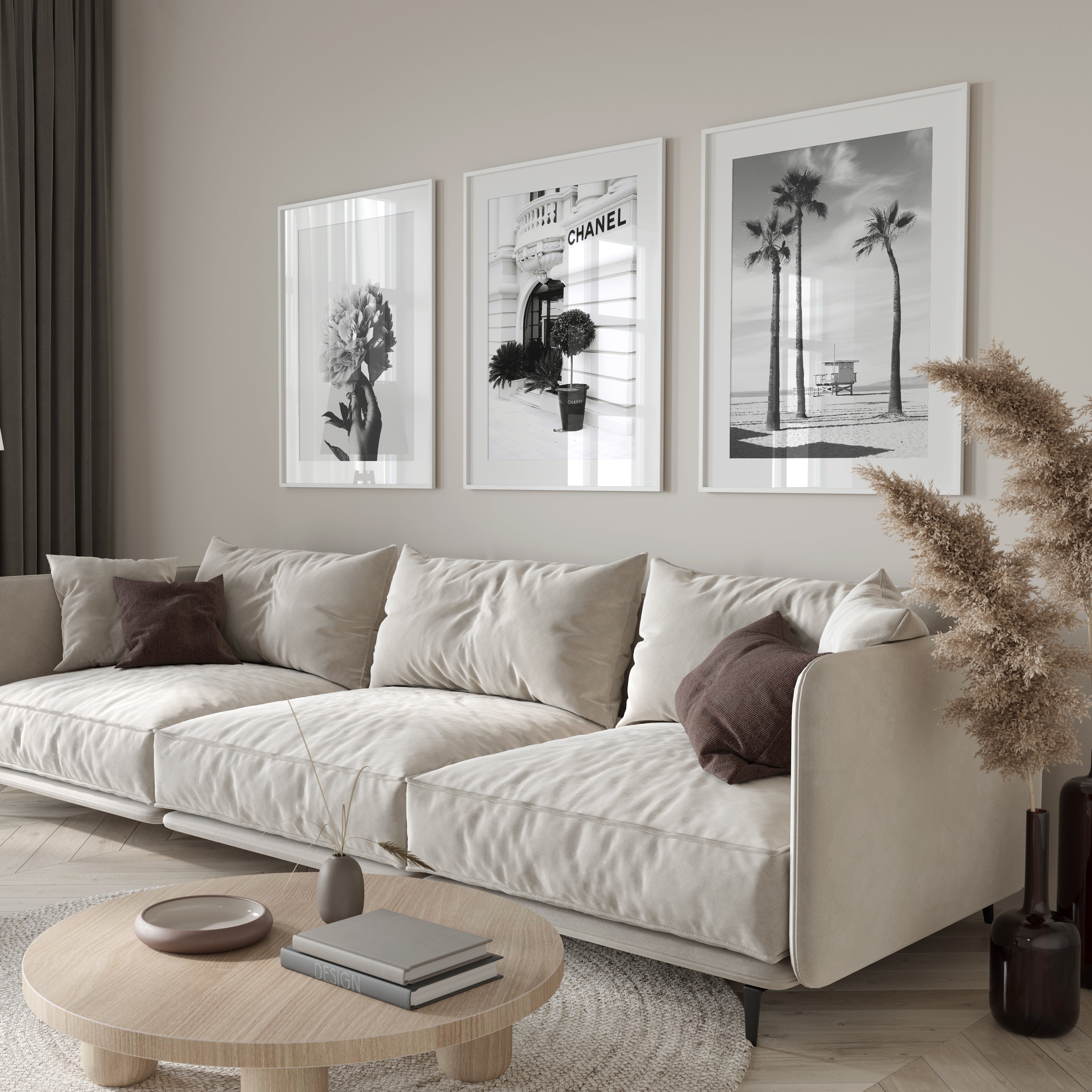 Schwarz-Weiß-Poster mit Palmen