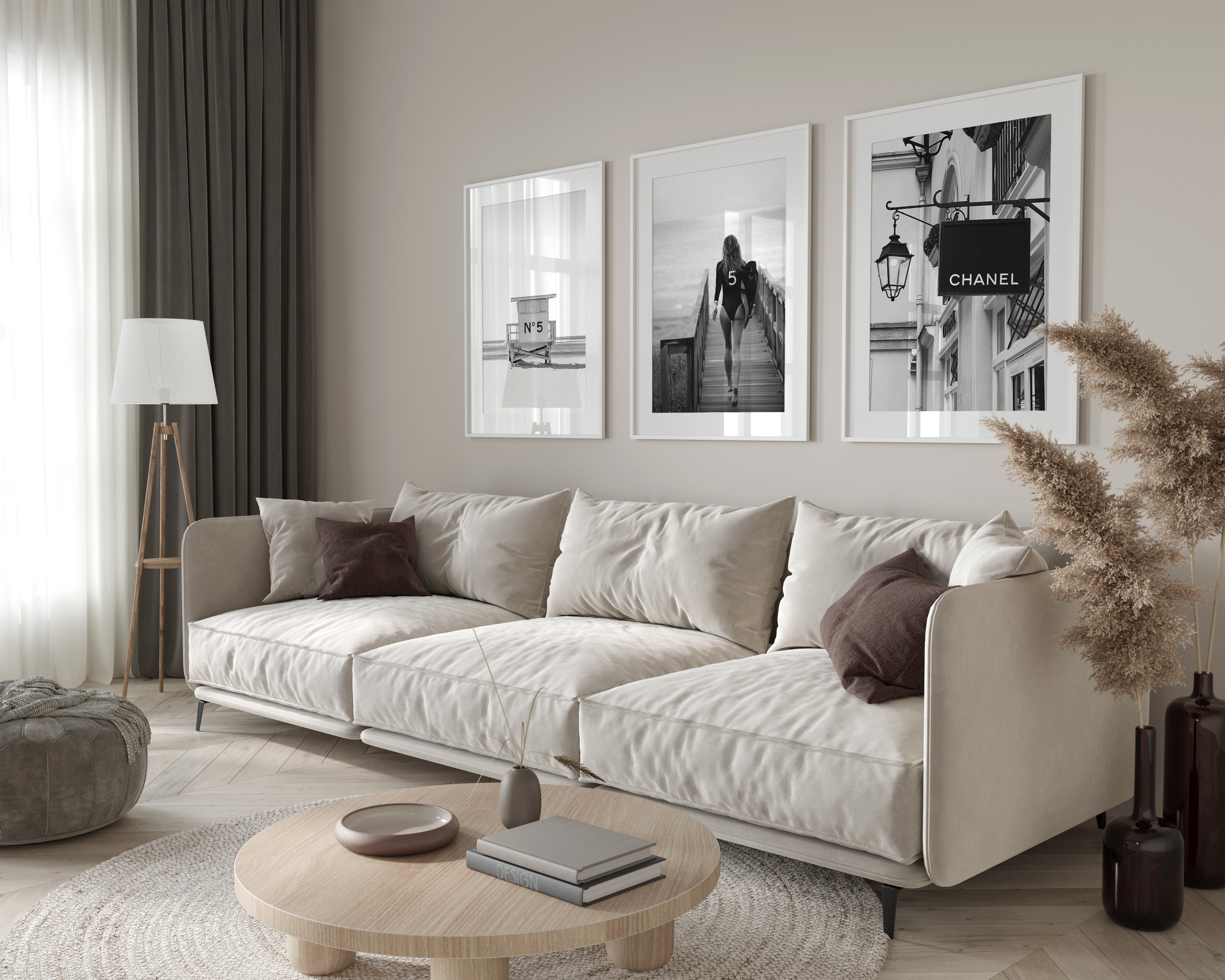 black and white poster of a chanel store front in Pzaris, France