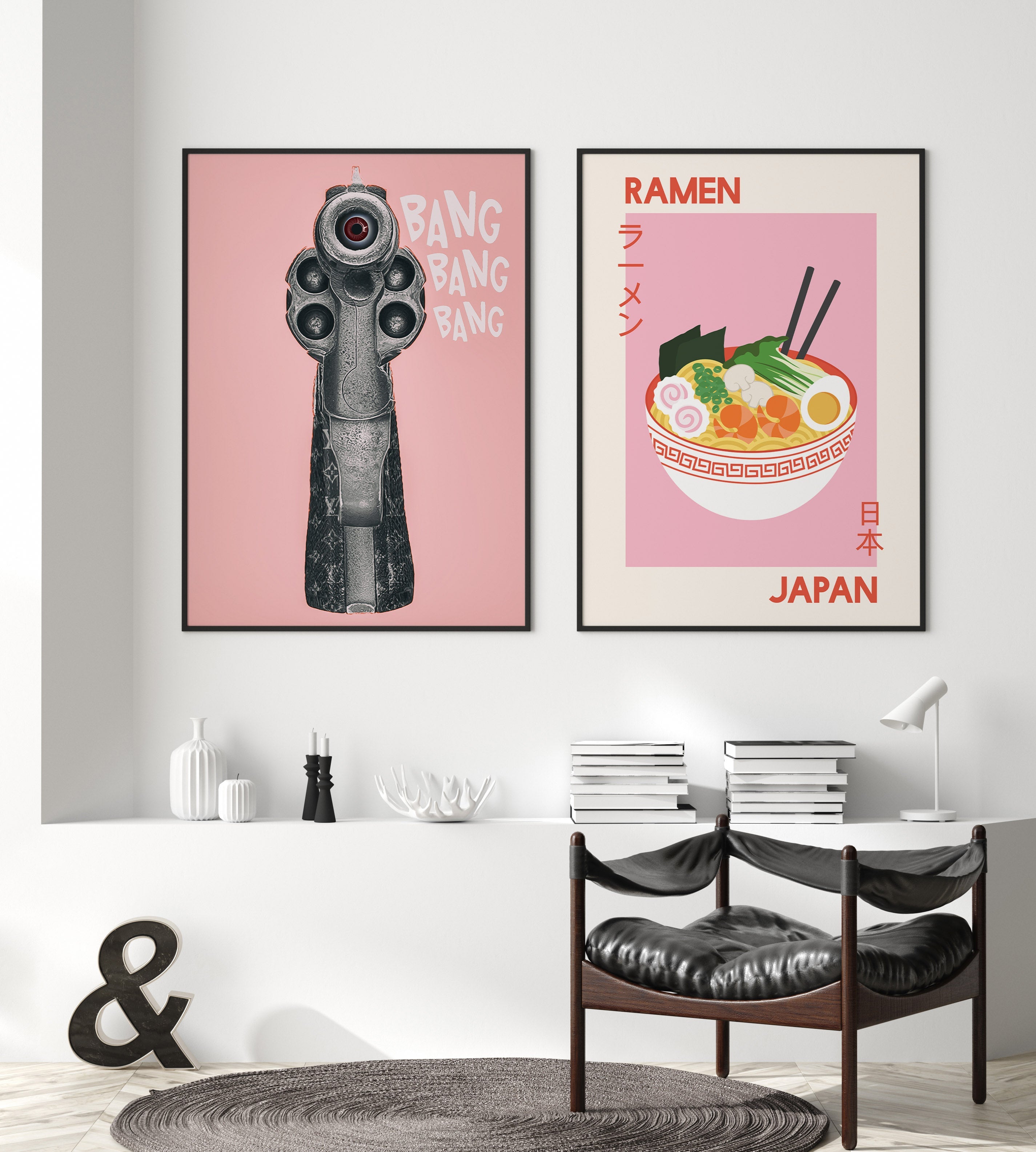 Luis Vuitton handgun illustration with pink background