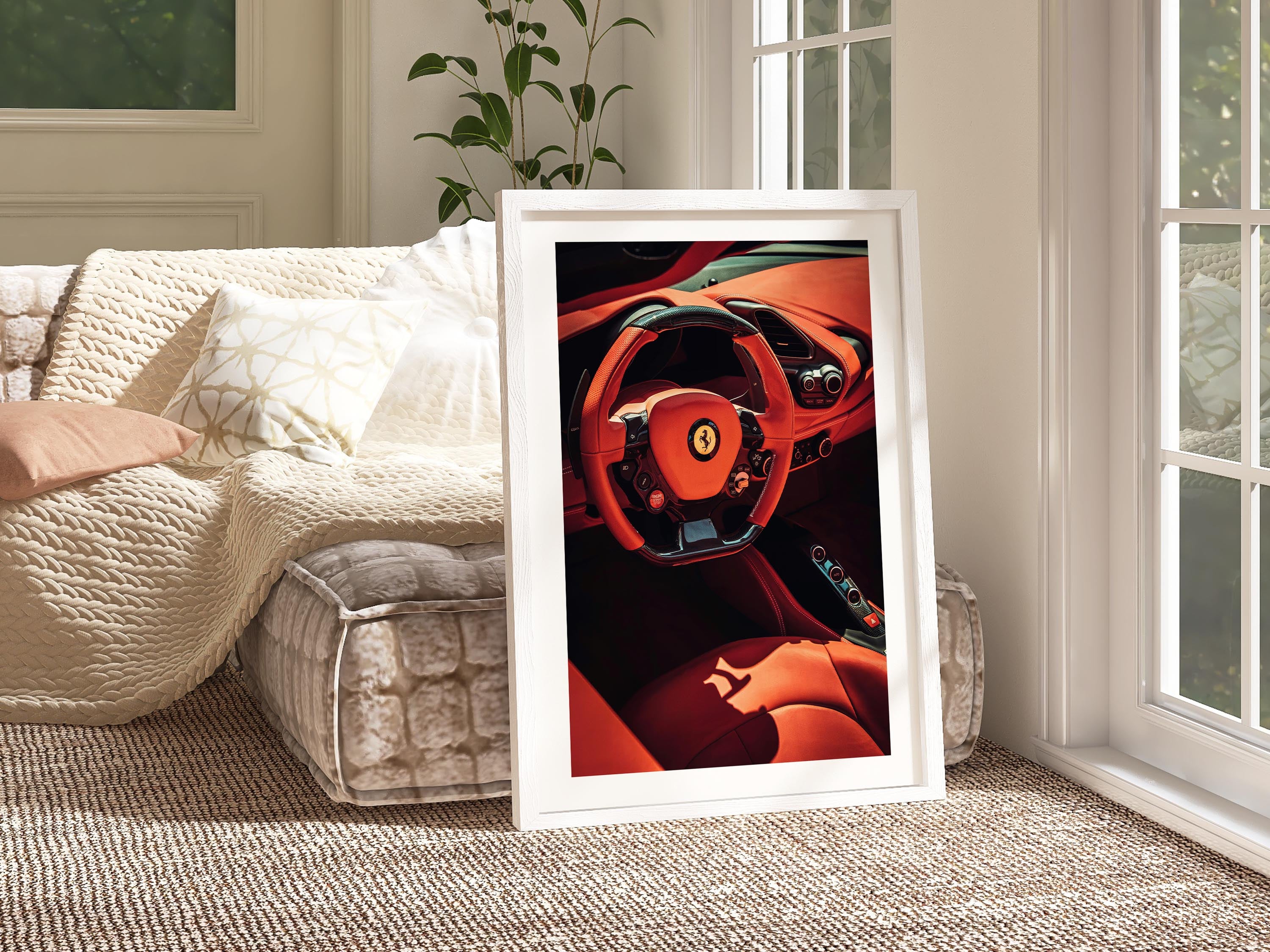 ferrari red interior posters/wall art, home decor, interior design