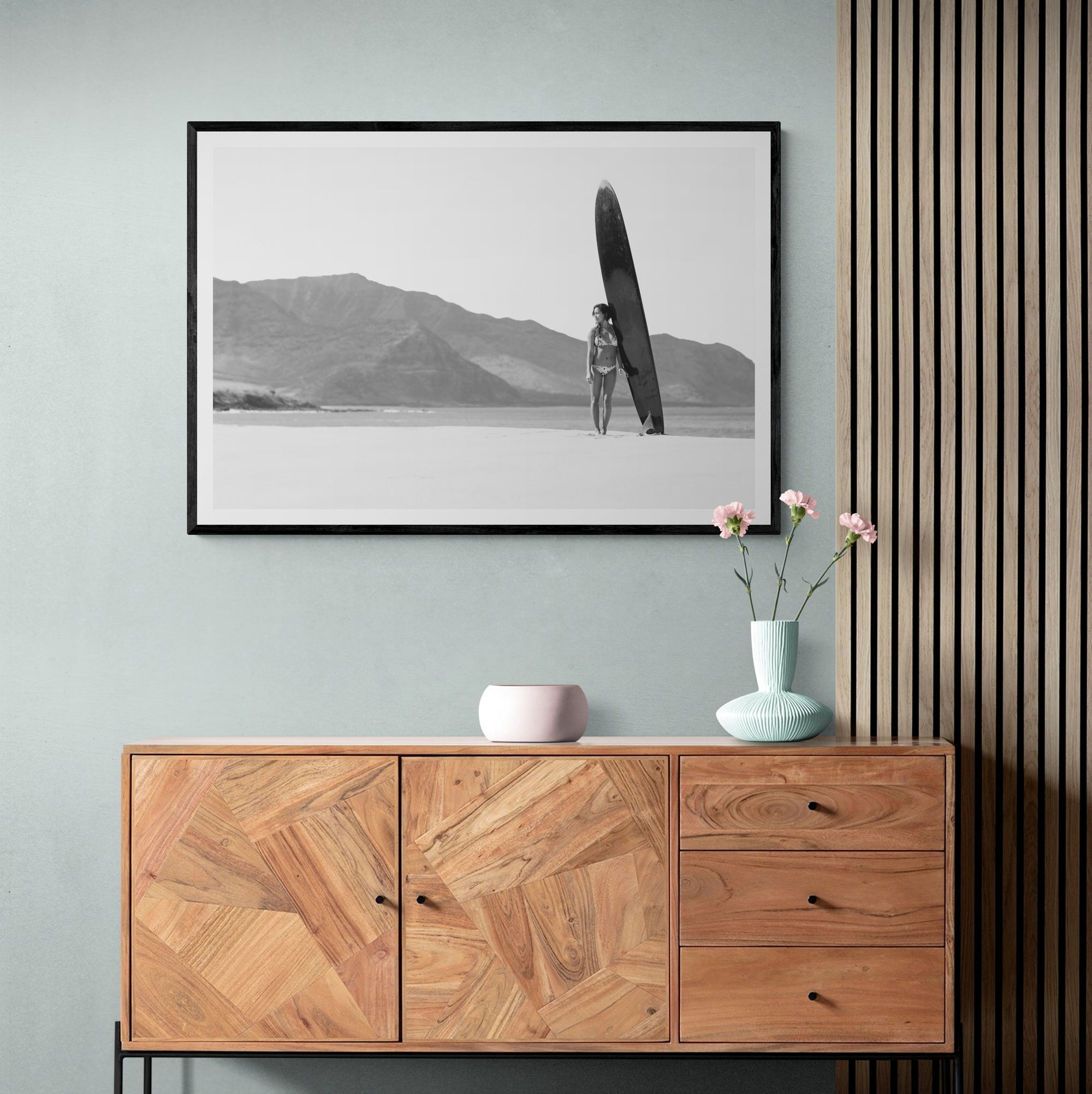 Schwarz-weißes Strandplakat