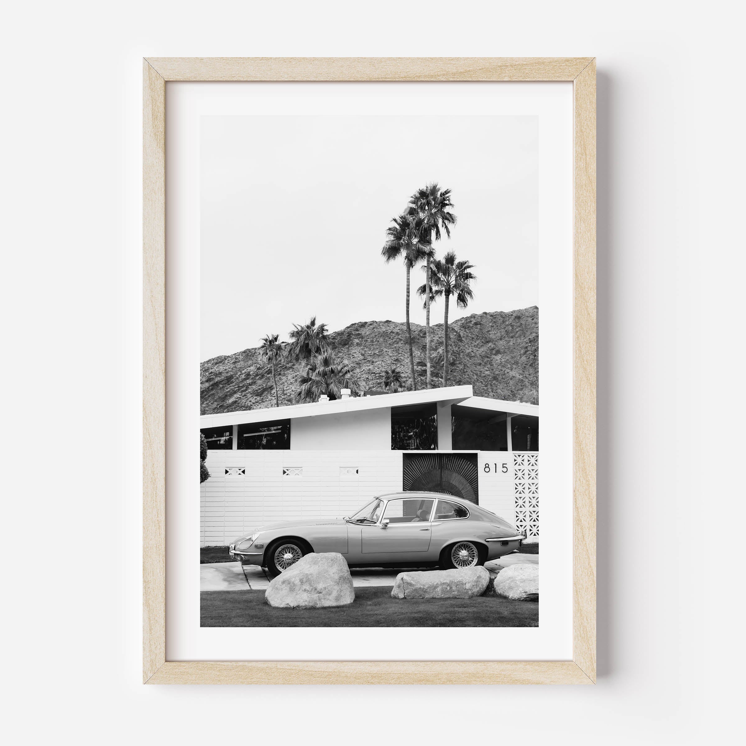 black and white poster, porsche, palm springs, wall art, home decor