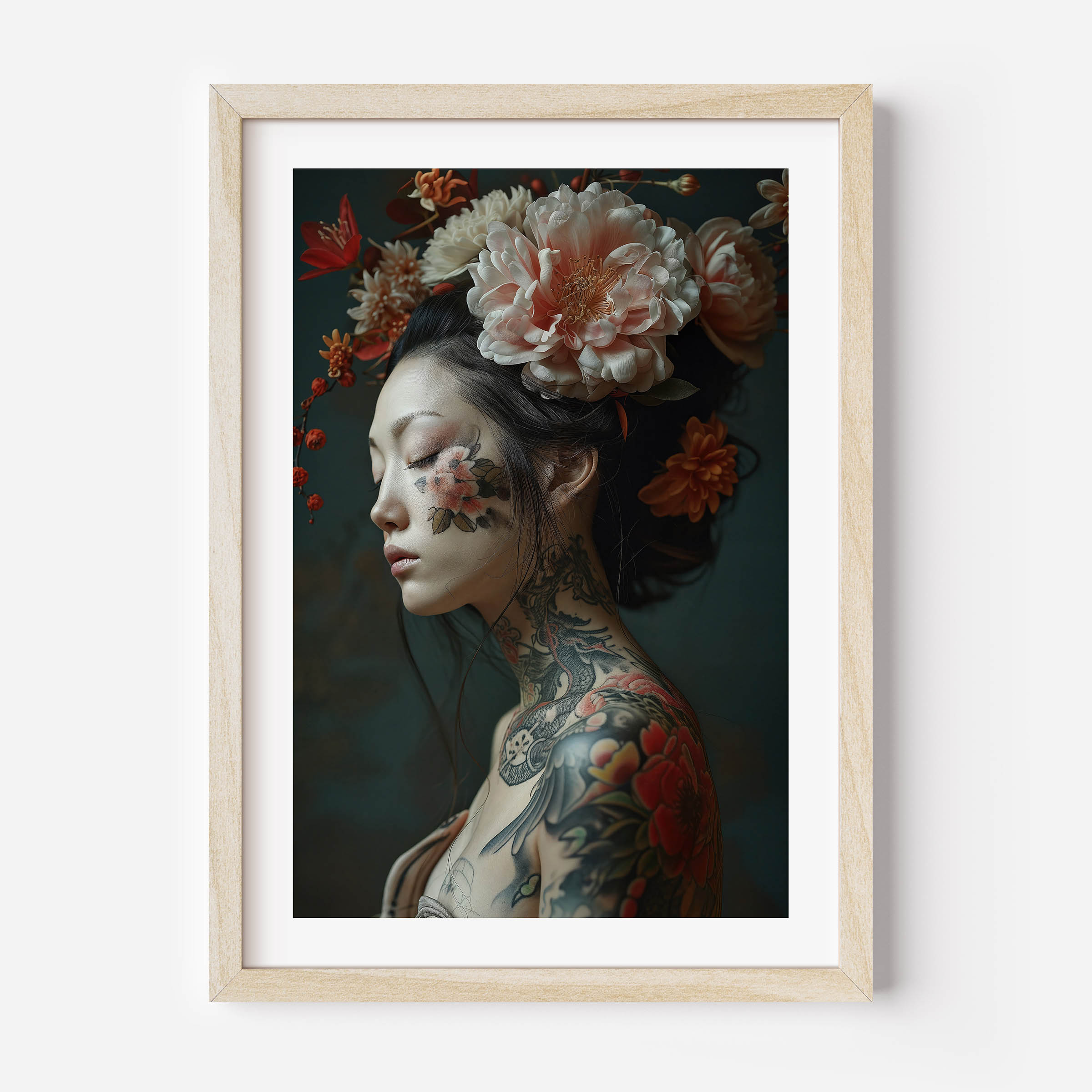 japanese muse poster, wall art, home decor fine art, portrait