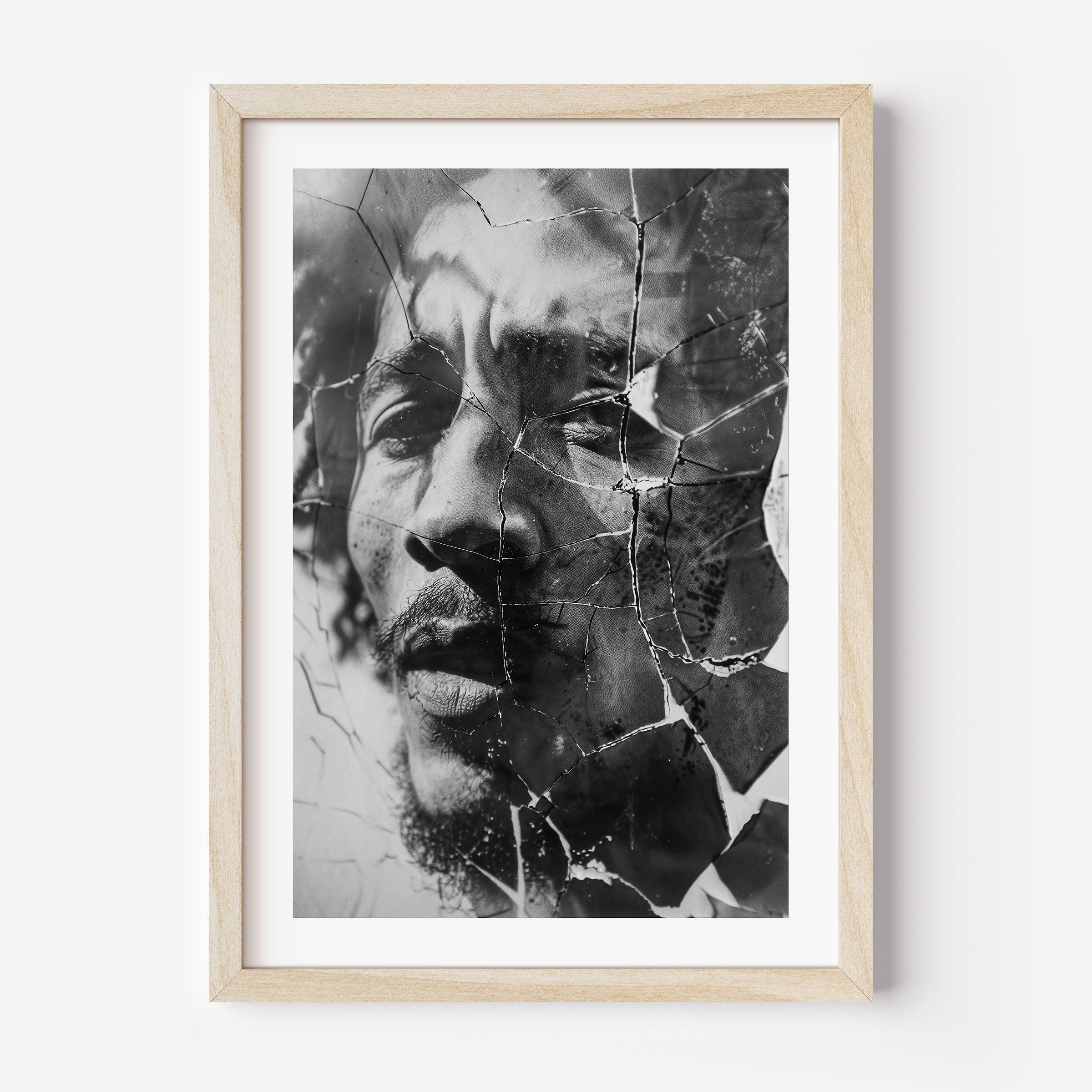bob marley black and white poster