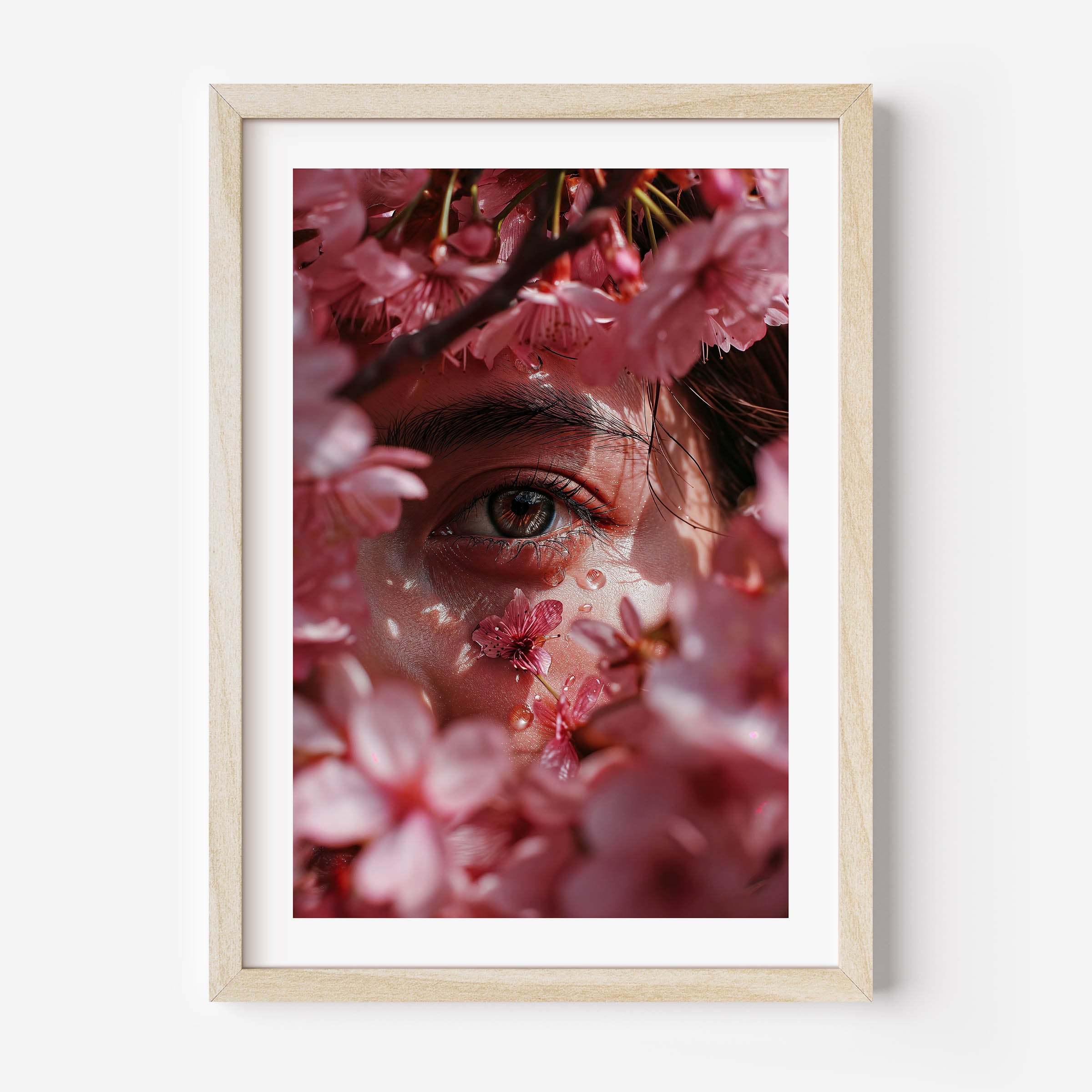 portrait of a woman with flowers, wall art, poster, print, wall decor