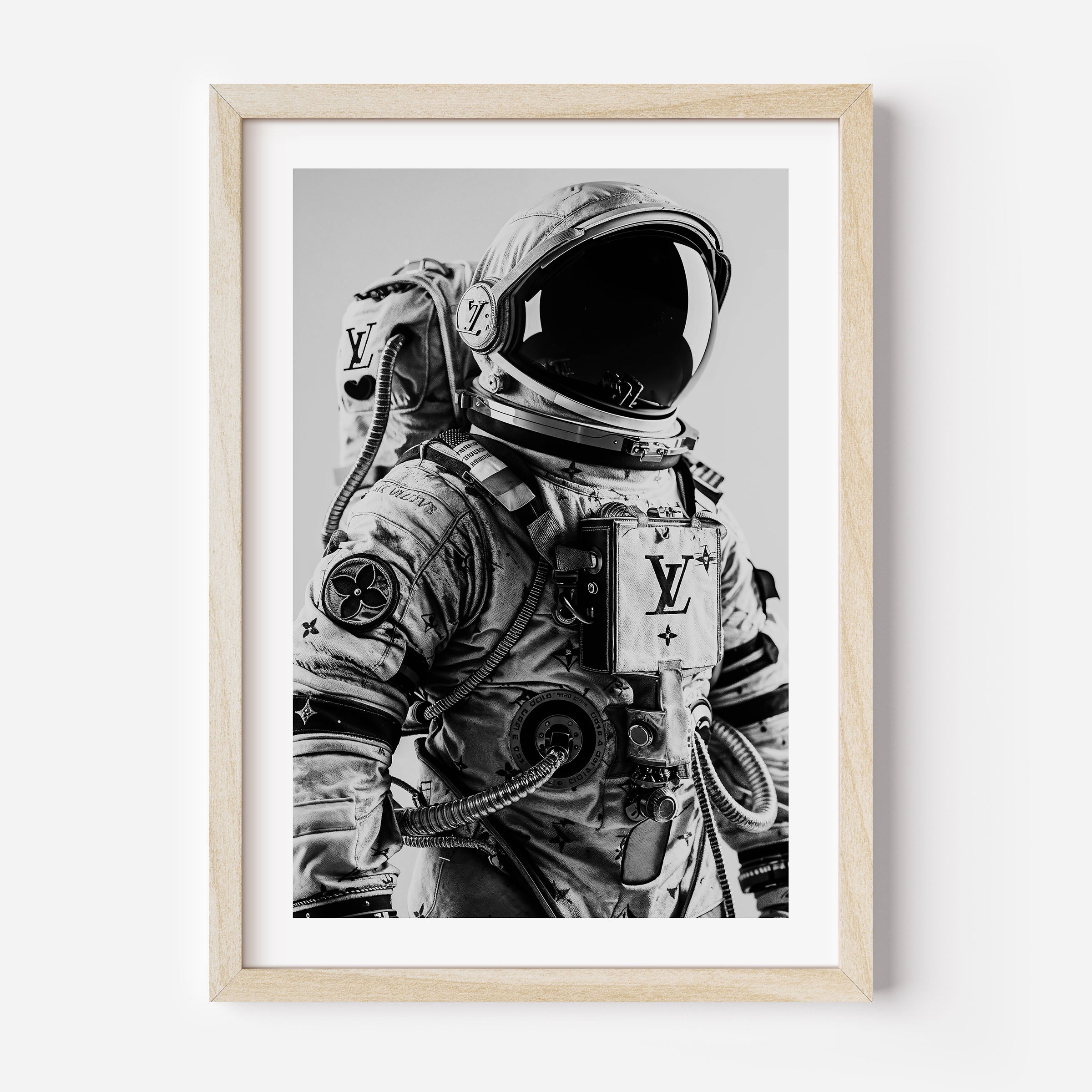 louis vuitton astronaut in black and white fine art print