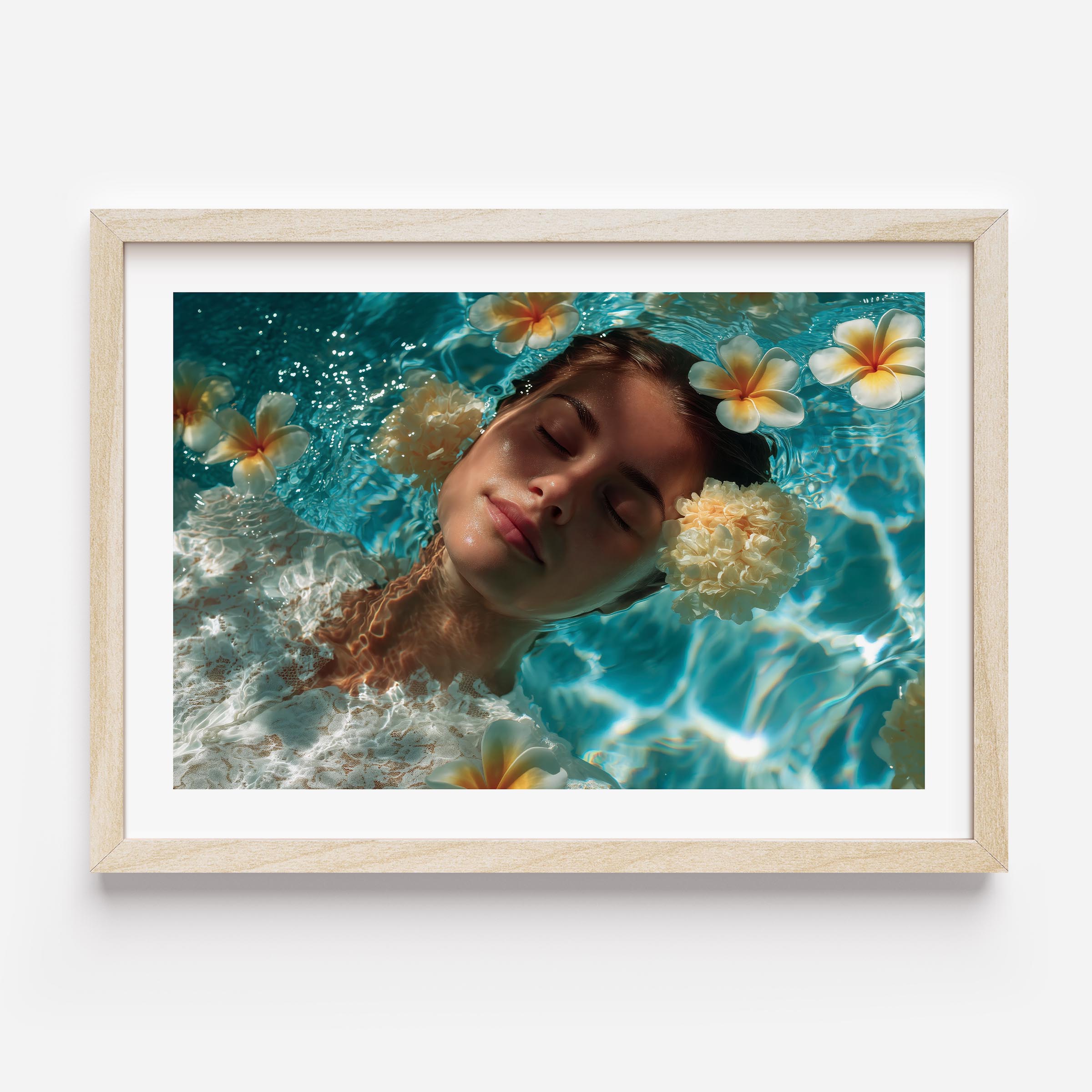 Immerse your space in calm with this dreamy underwater portrait. Featuring soft florals, tranquil tones, and ethereal detail — a fine art print made to elevate any modern interior.