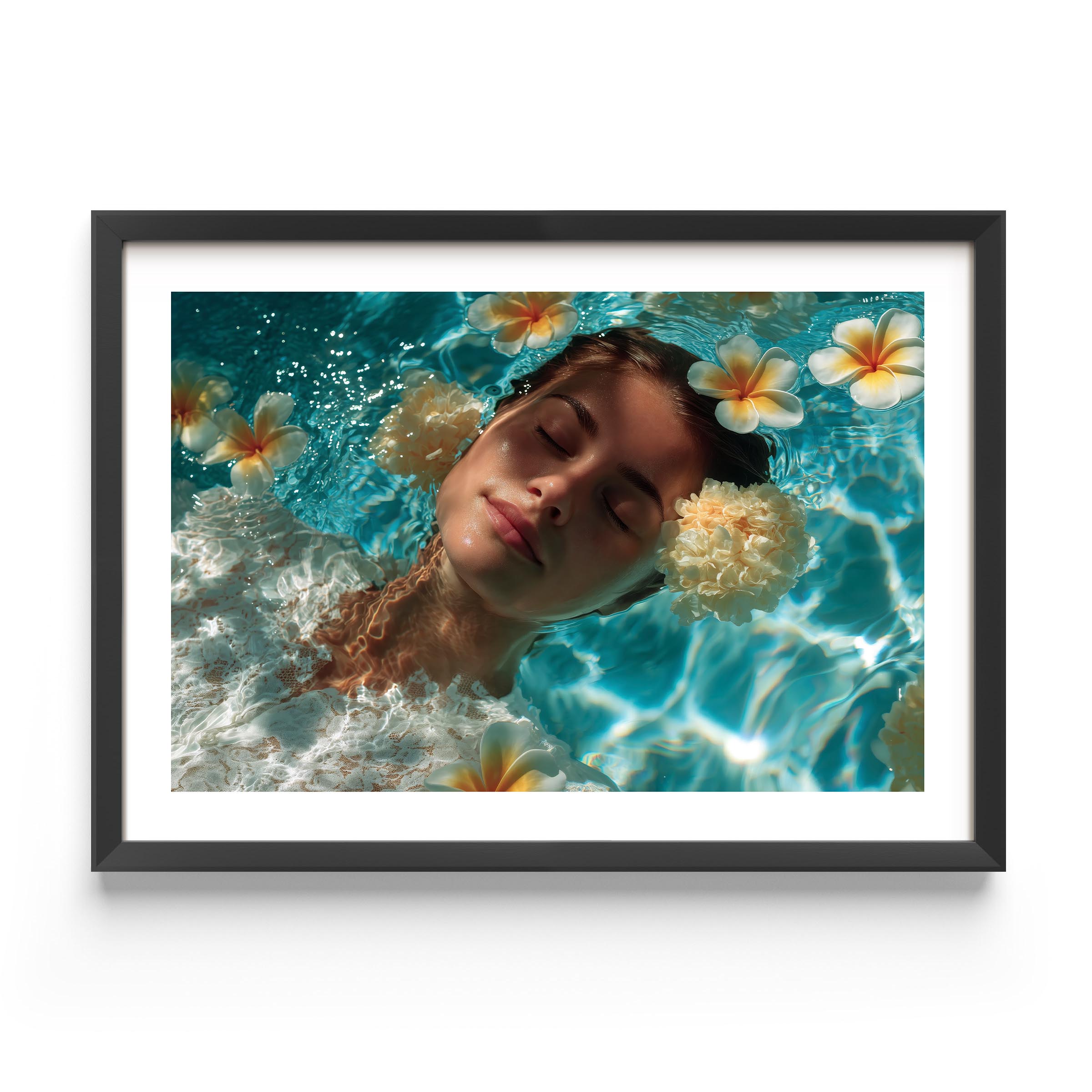 Immerse your space in calm with this dreamy underwater portrait. Featuring soft florals, tranquil tones, and ethereal detail — a fine art print made to elevate any modern interior.