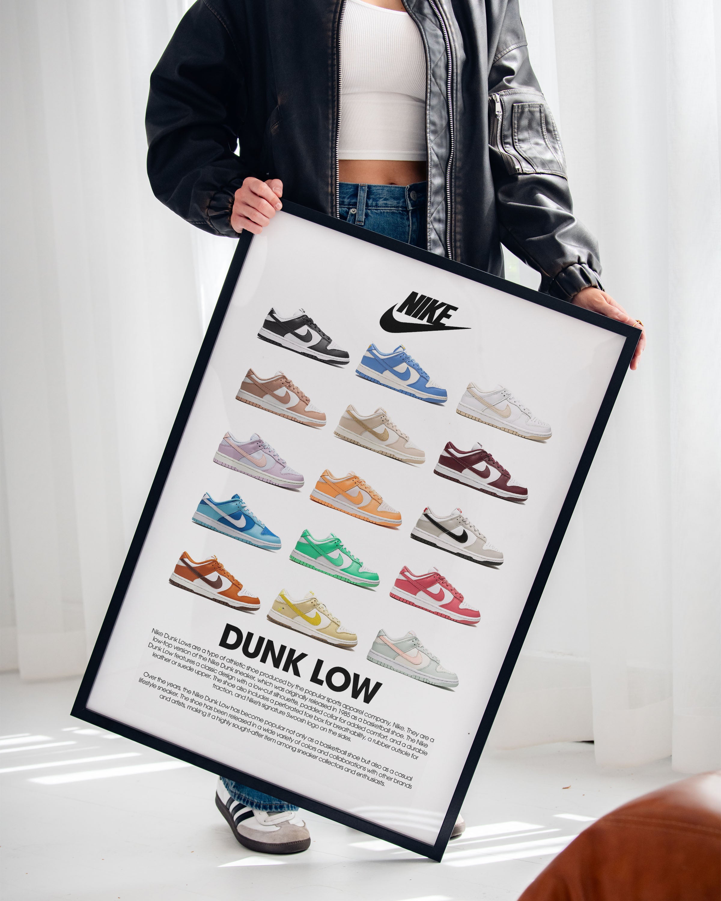 sneaker collection poster, home decor, nike, dunk low