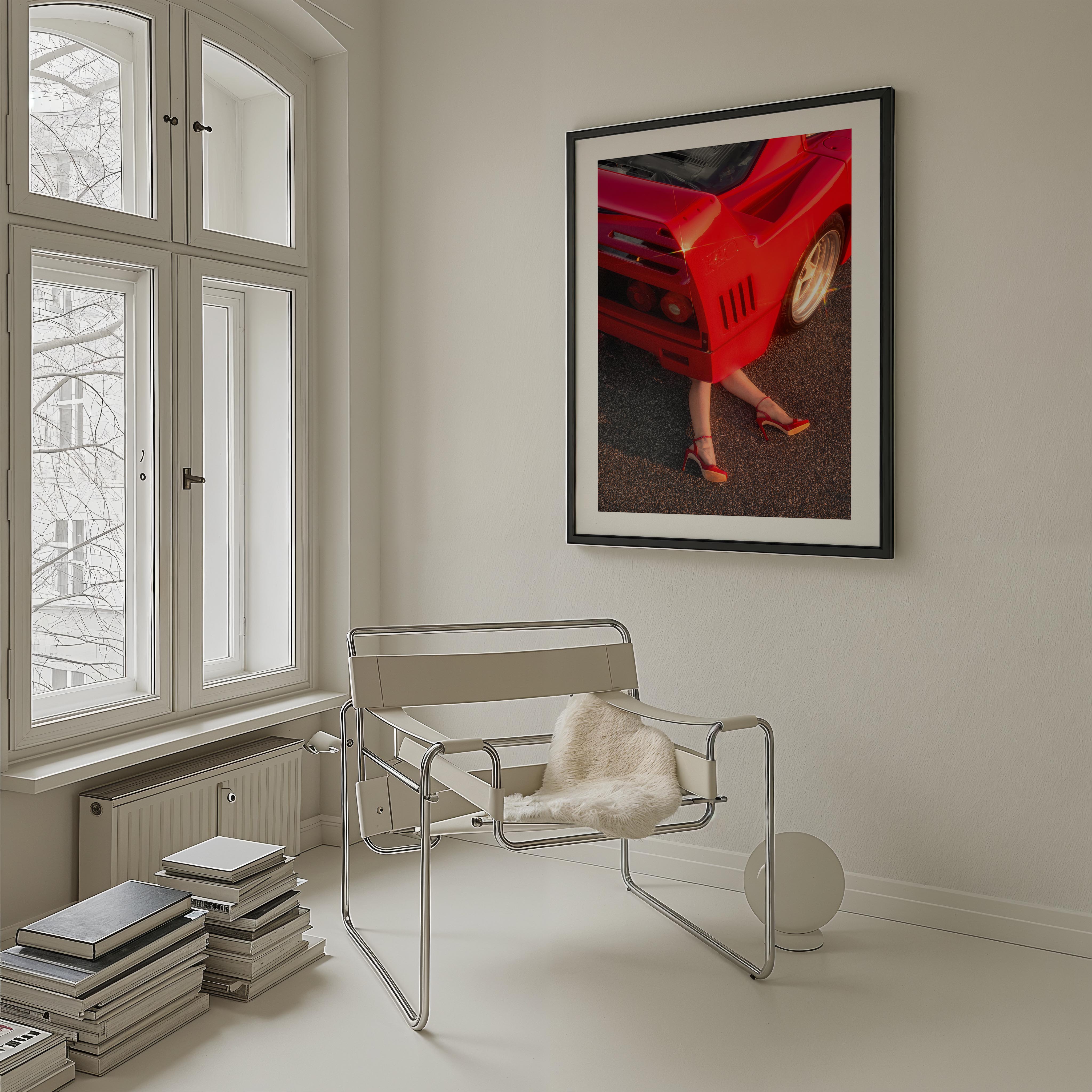 Ferrari F40 with red heels – bold fine art wall print by Deston Isas for modern interiors.