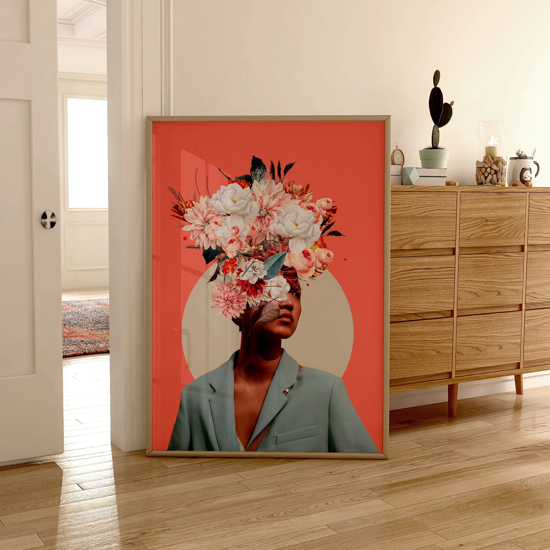 floral portrait illustration poster