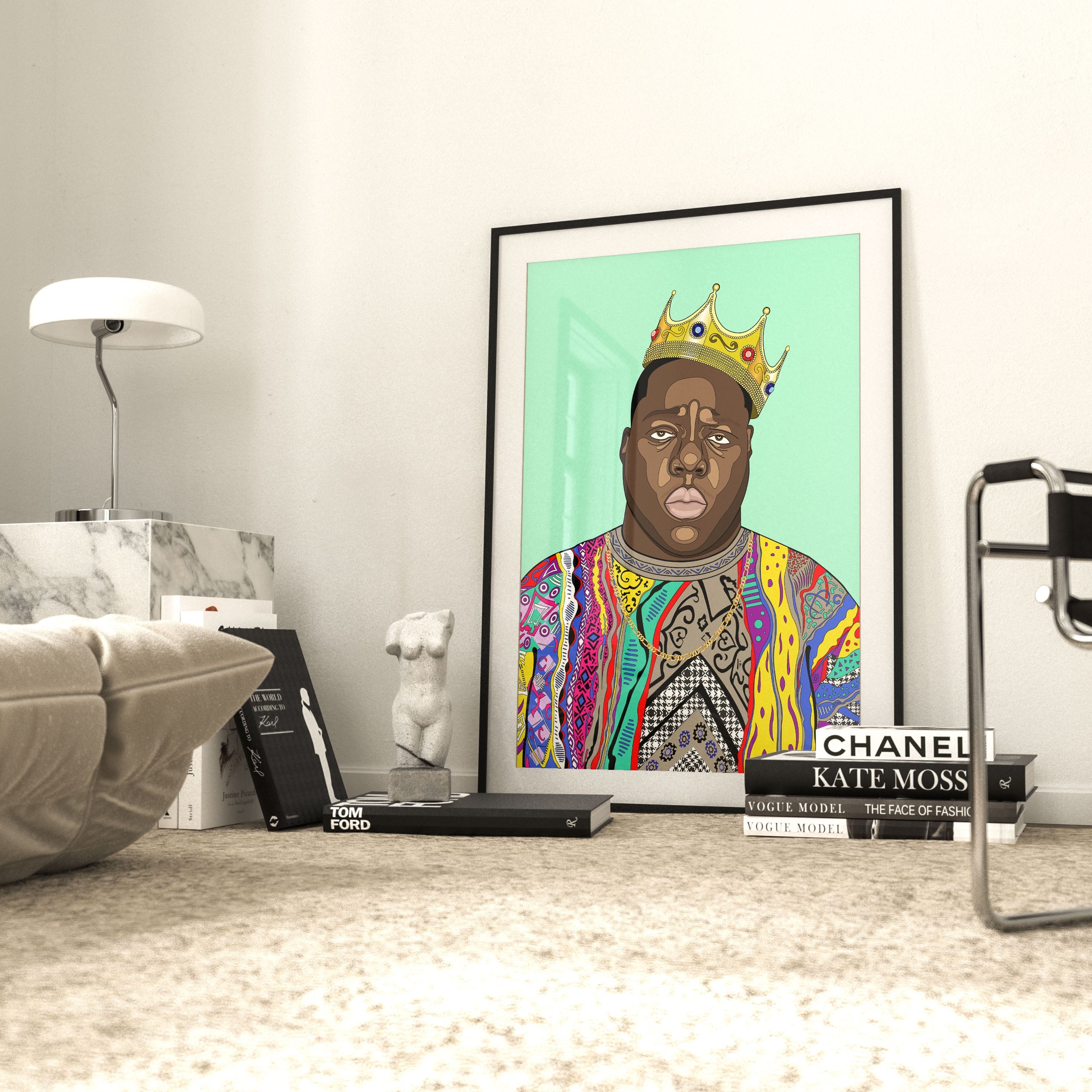 notorious biggie illustration/rap legend/hiphop wall art / print