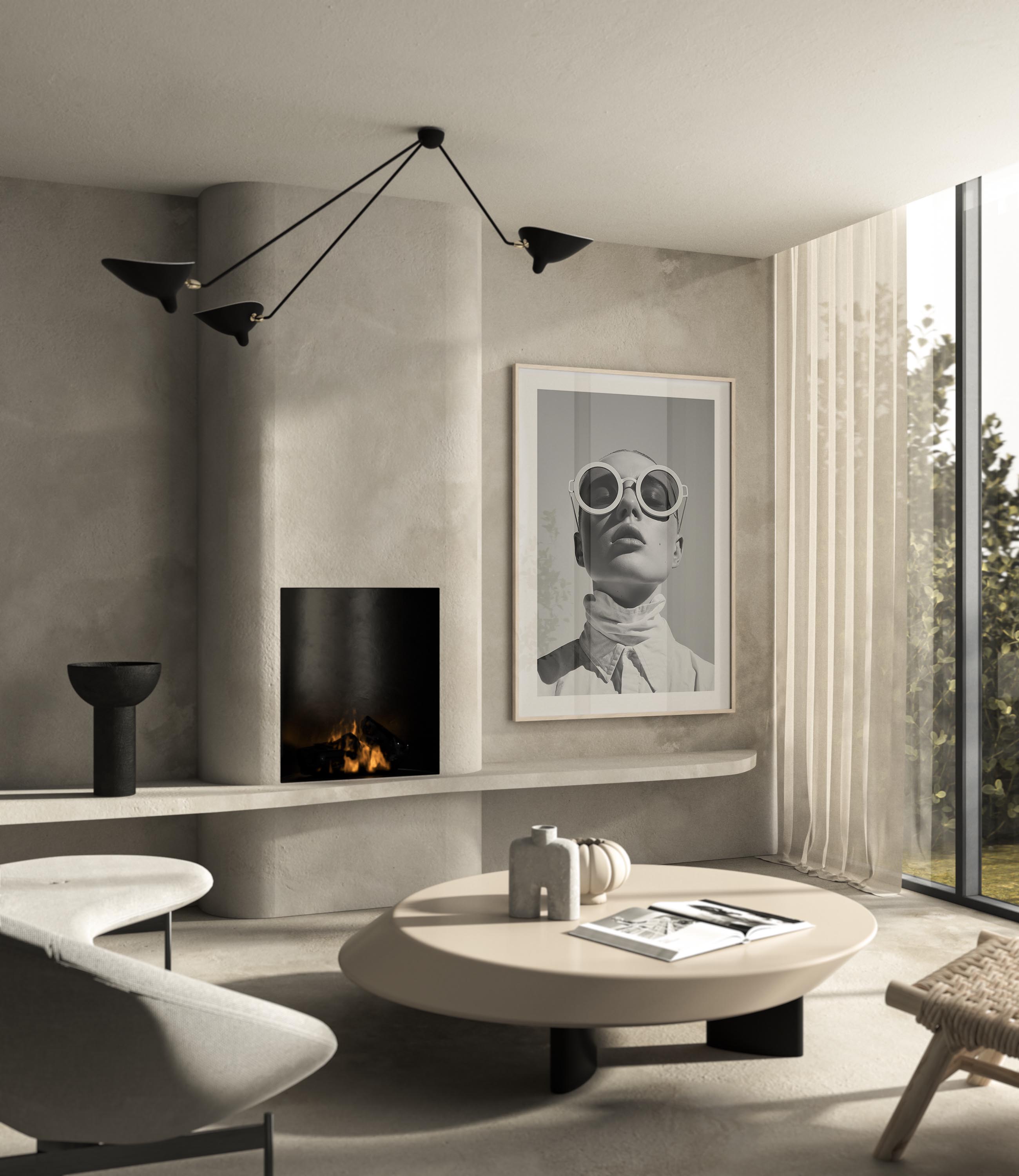 high fashion black and white portrait, fine art, modern, home decor, painting