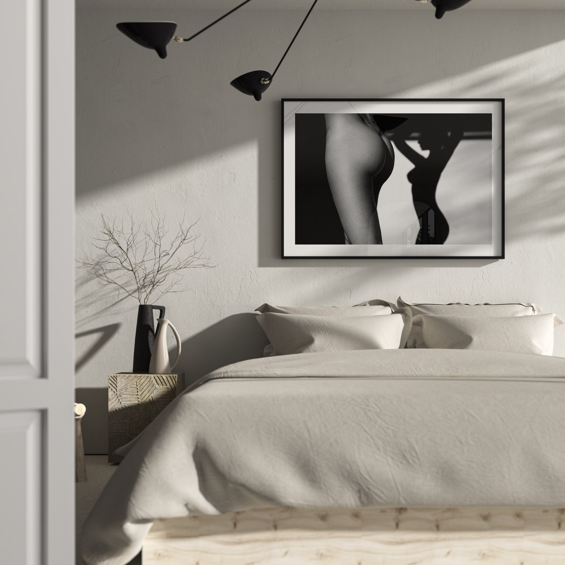 black and white nude print