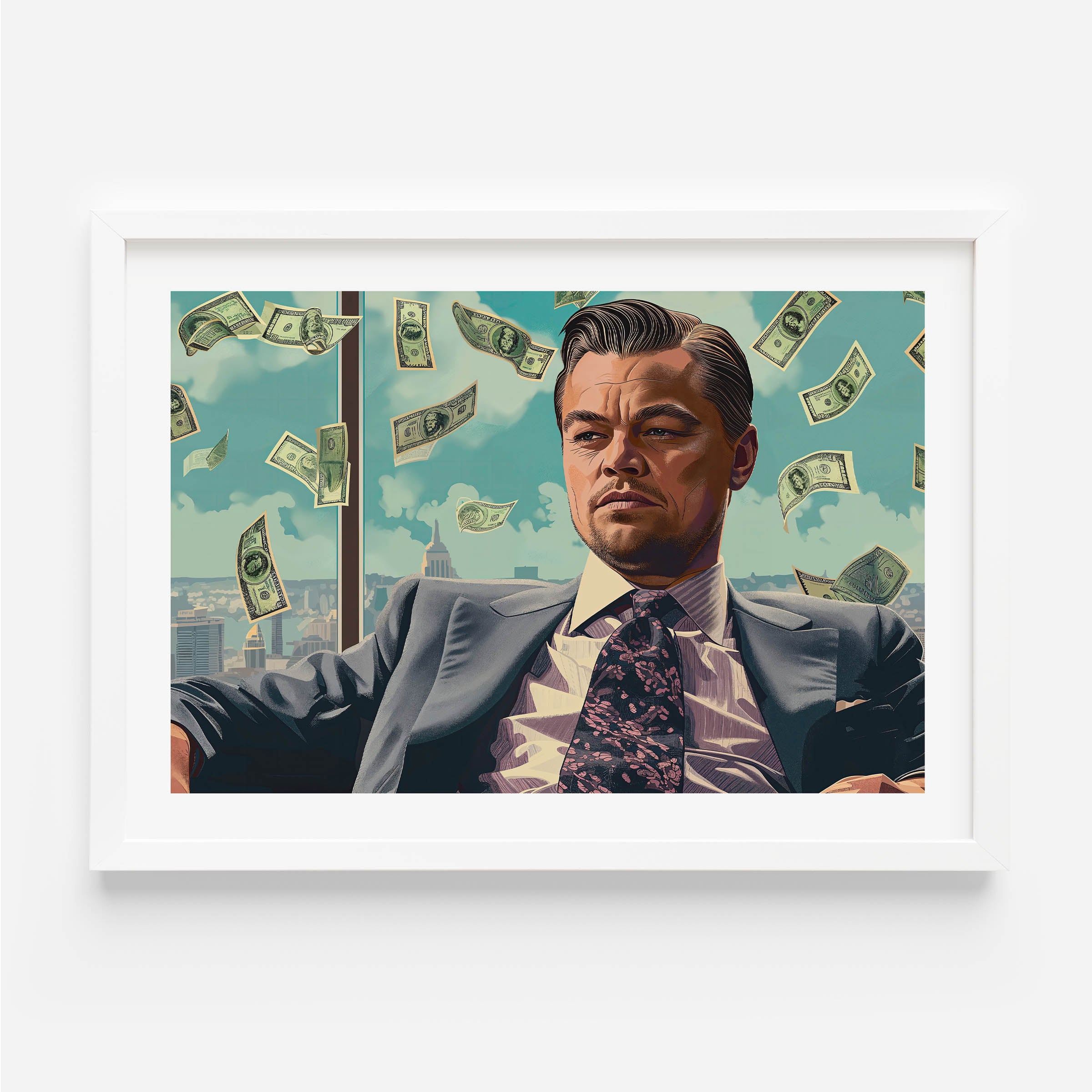 Leonardo Dicaprio wolf of wall street inspired illustration poster/wall art