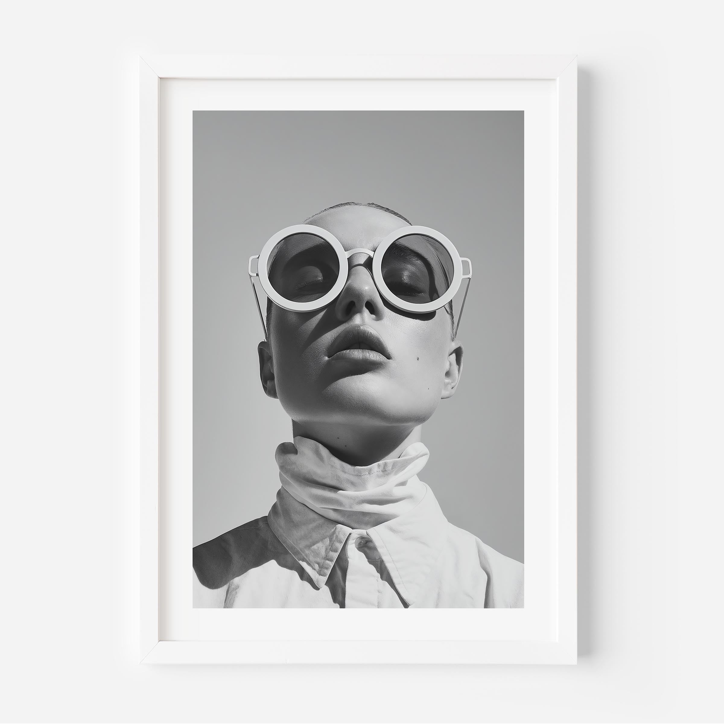 high fashion black and white portrait, fine art, modern, home decor, painting