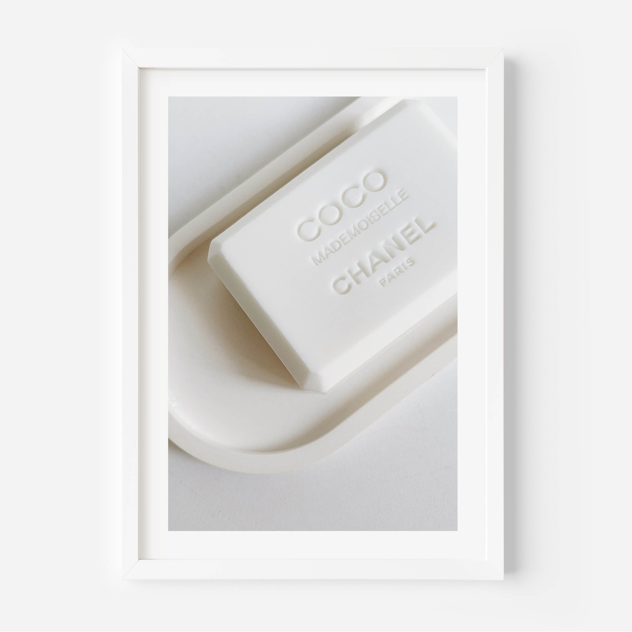 still life poster of a coco Chanel soapbar