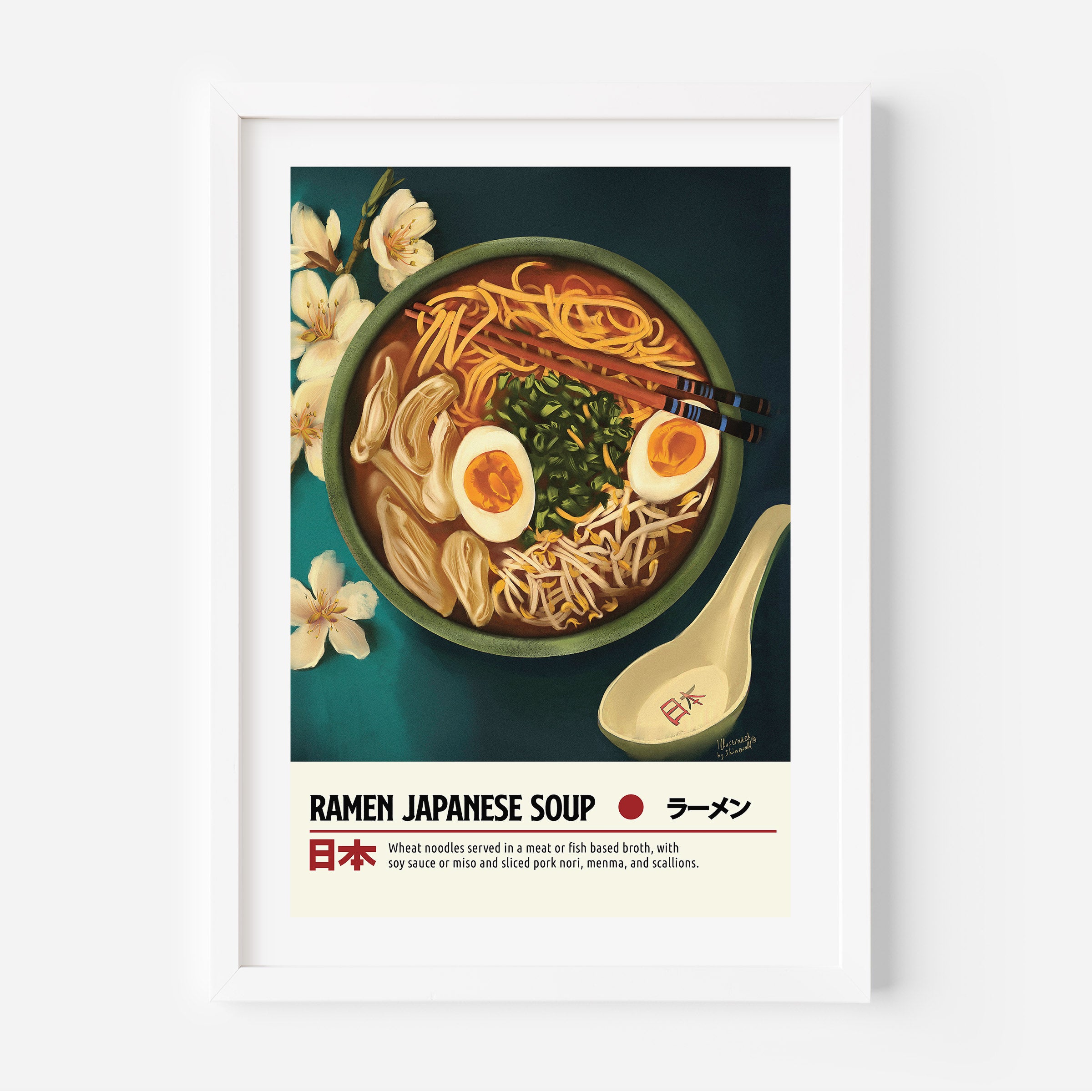 Japanese ramen soup illustration