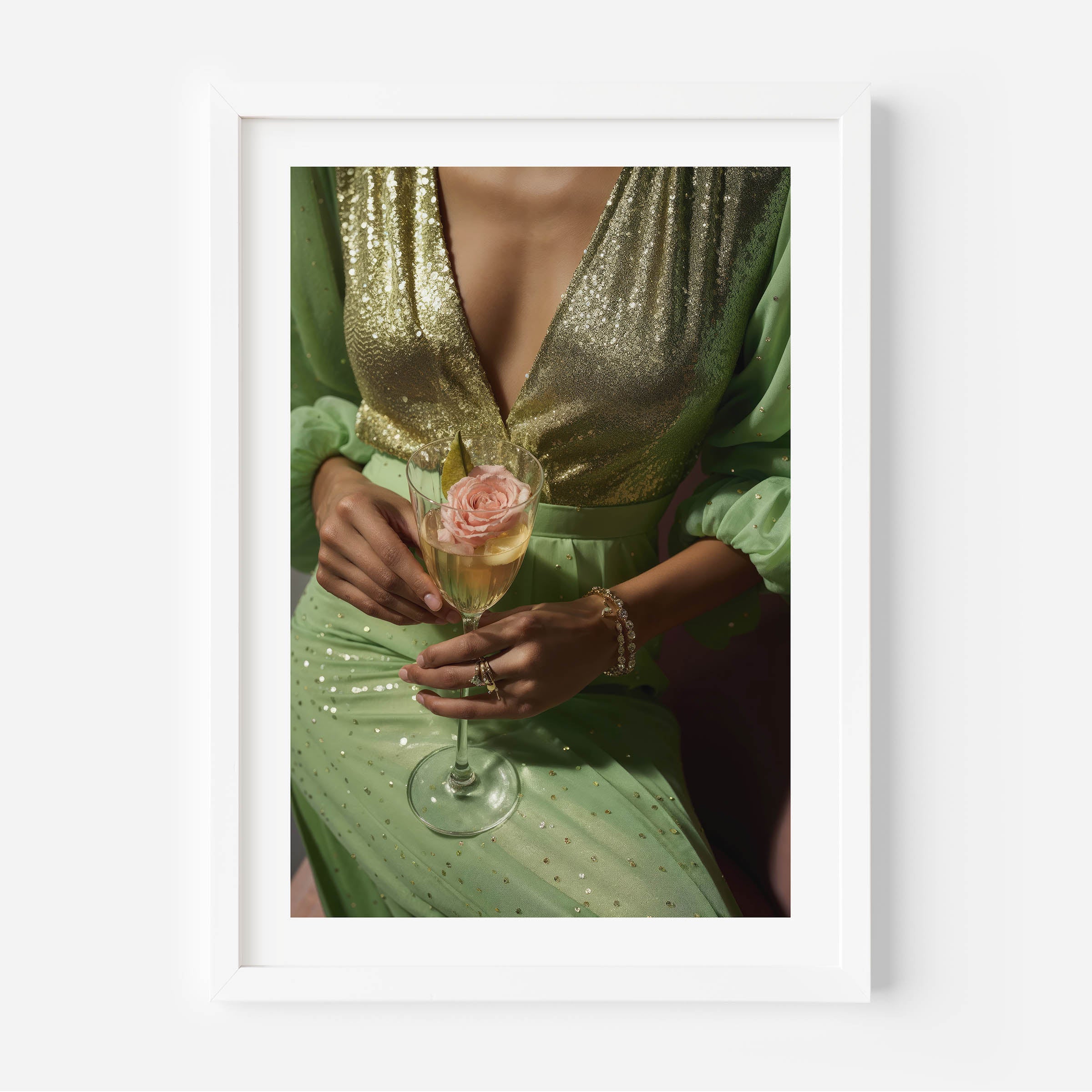 glamour sixties vintage poster of a woman holding a glass of champagne, luxury, wallart, retro, wall decor, print , fine art