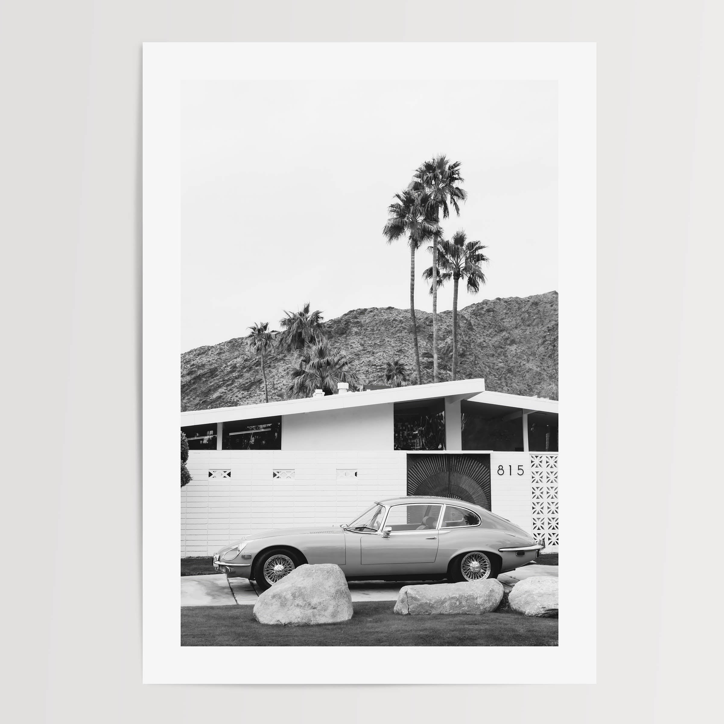 black and white poster, porsche, palm springs, wall art, home decor