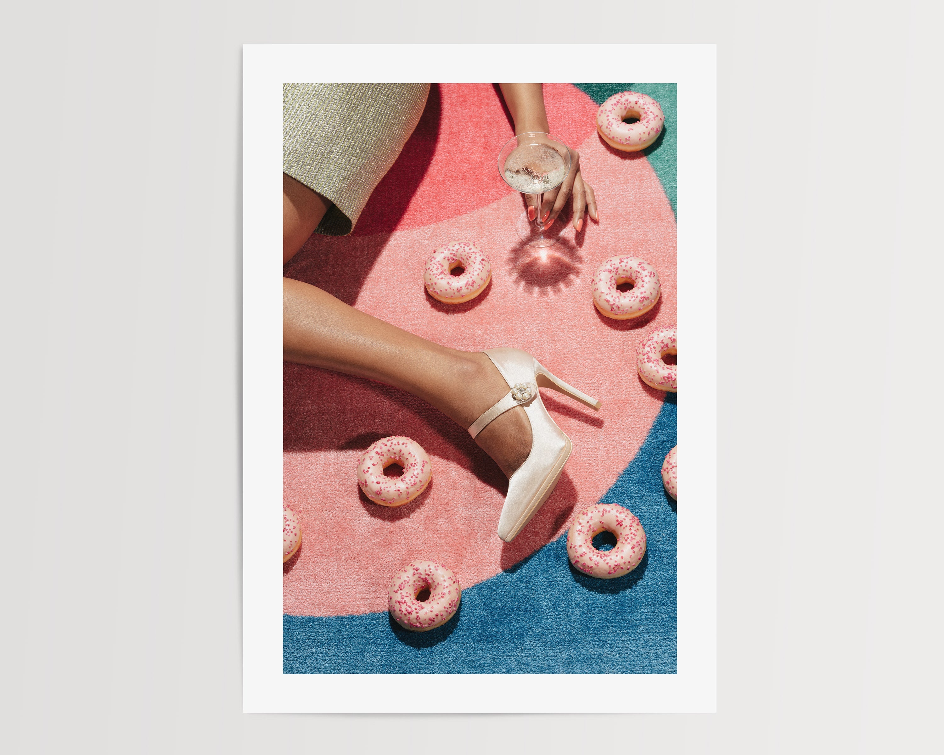Poster mit Champagner und Donuts