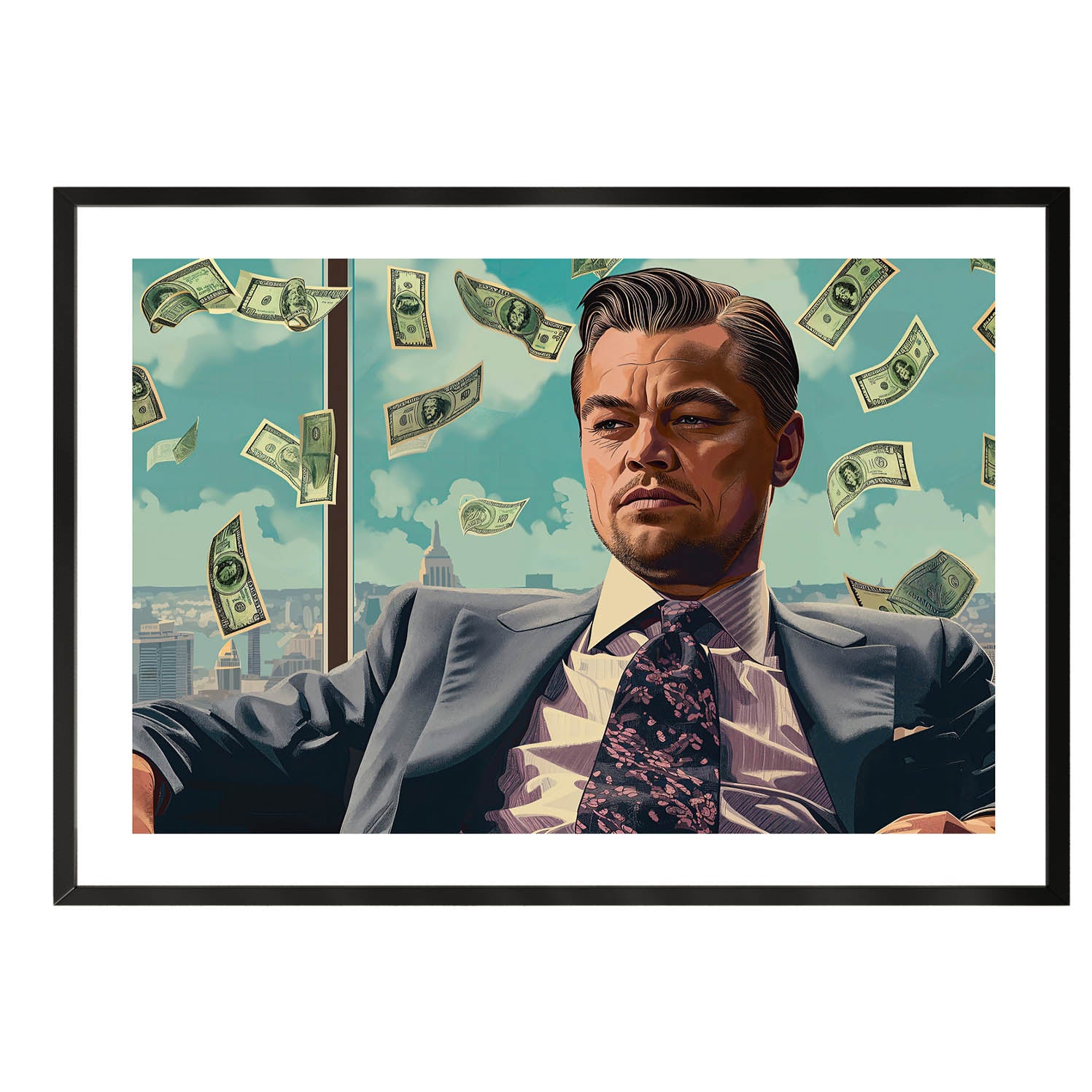 Leonardo Dicaprio wolf of wall street inspired illustration poster/wall art