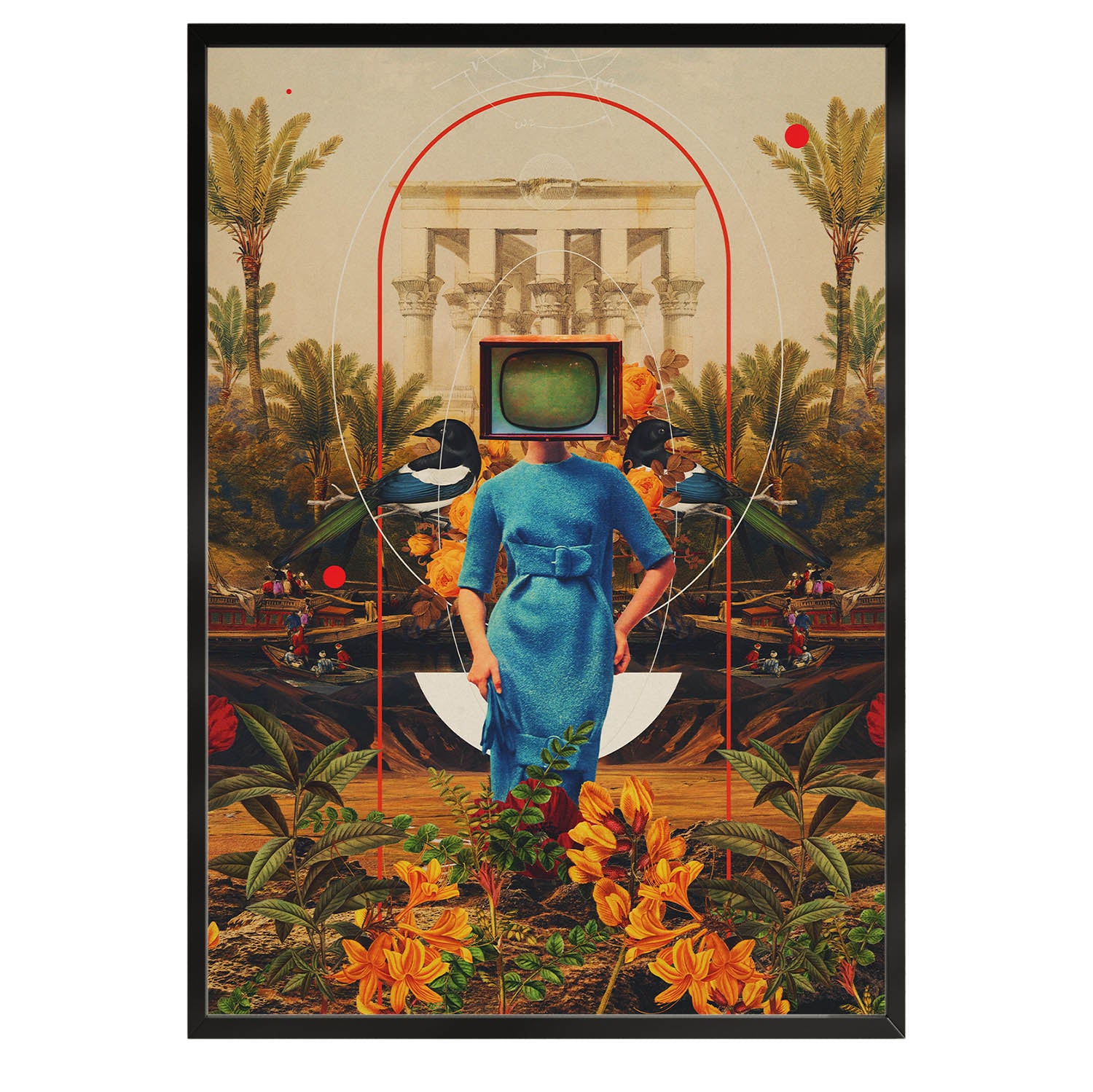 floral illustration of a woman