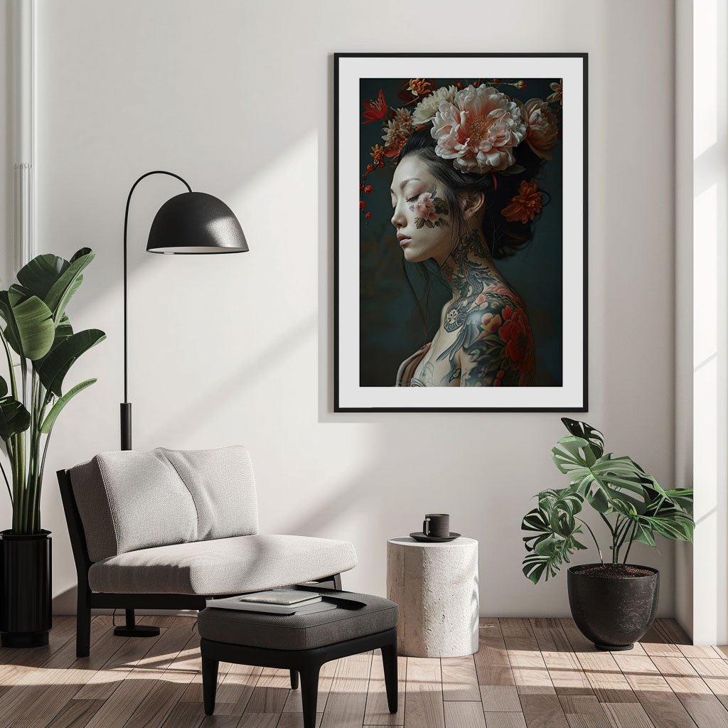 japanese muse poster, wall art, home decor fine art, portrait