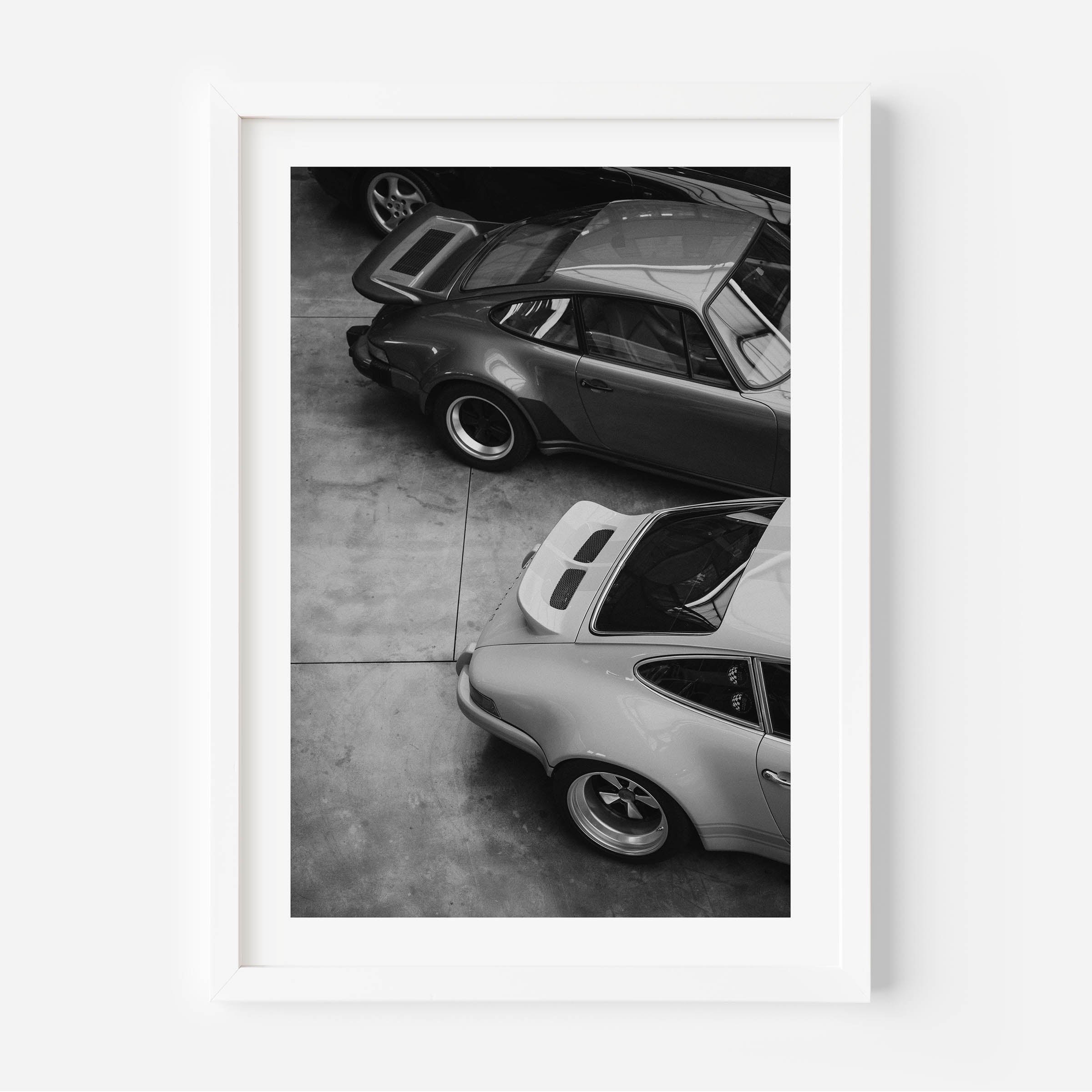 black and white poster of porsche, wall art, wall decor, cars, automotive
