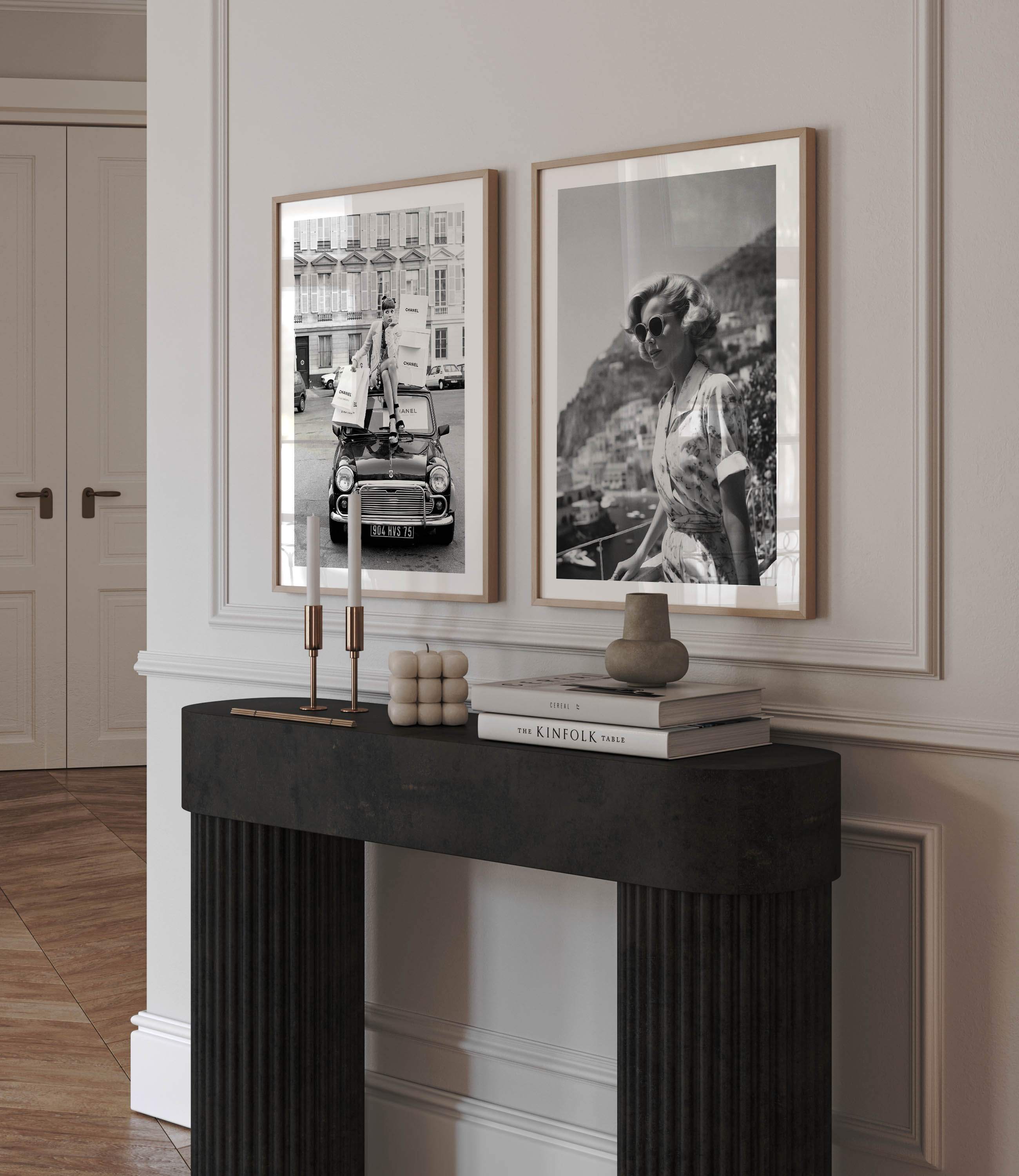 retro sixties black and white poster of a woman in Amalfi, Italy