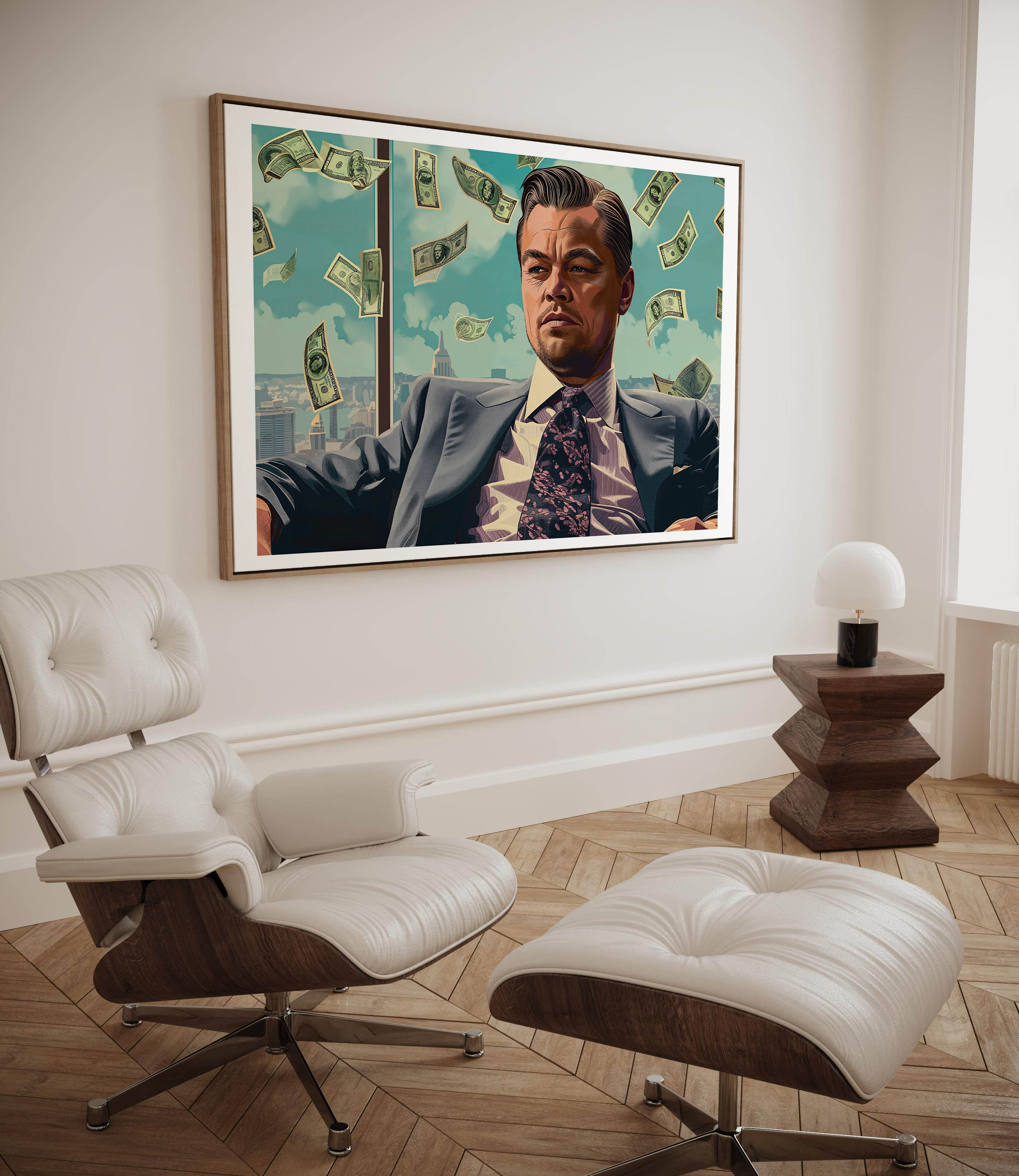 Leonardo Dicaprio wolf of wall street inspired illustration poster/wall art