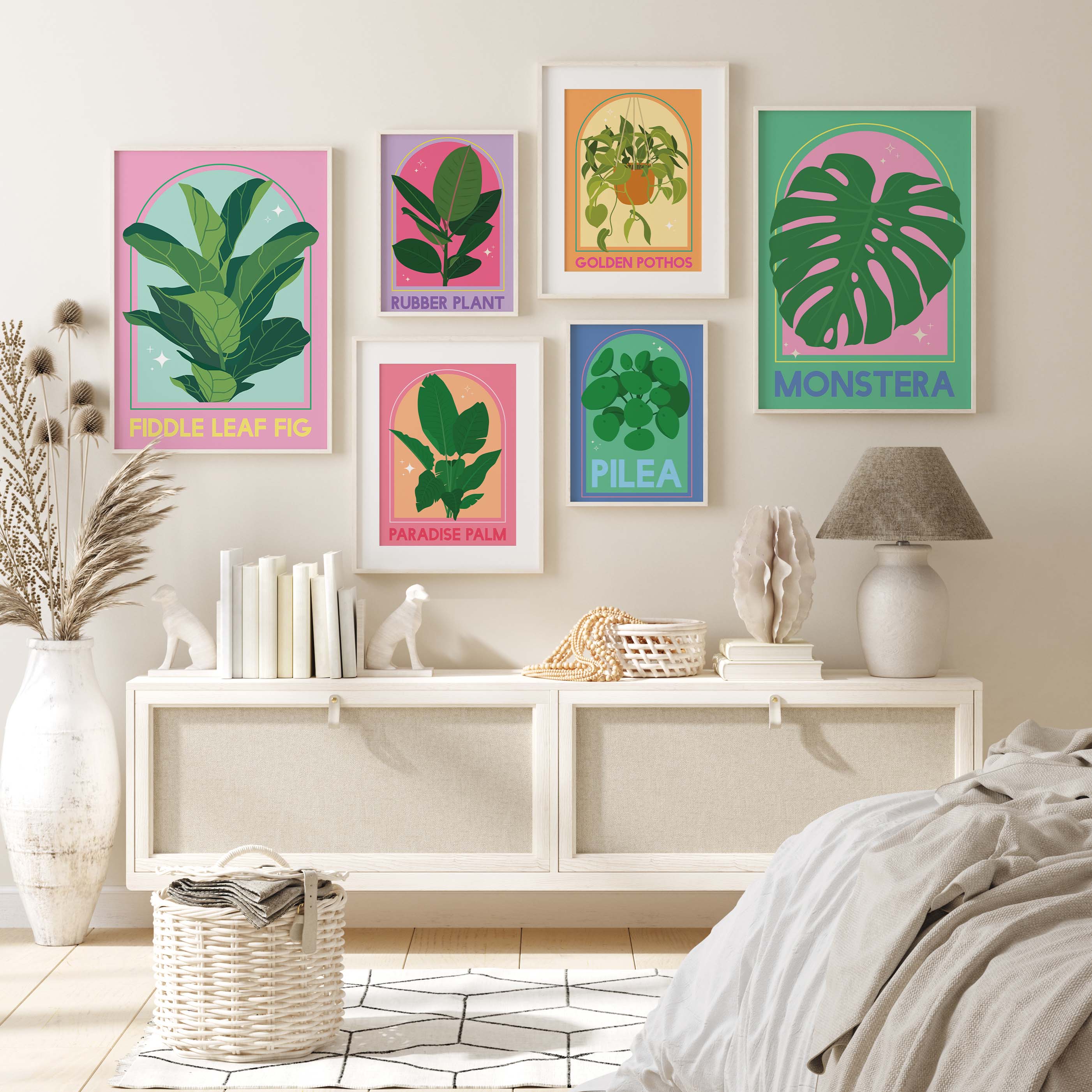 botanical plants gallery wall illustration boho wall decor/ prints / posters