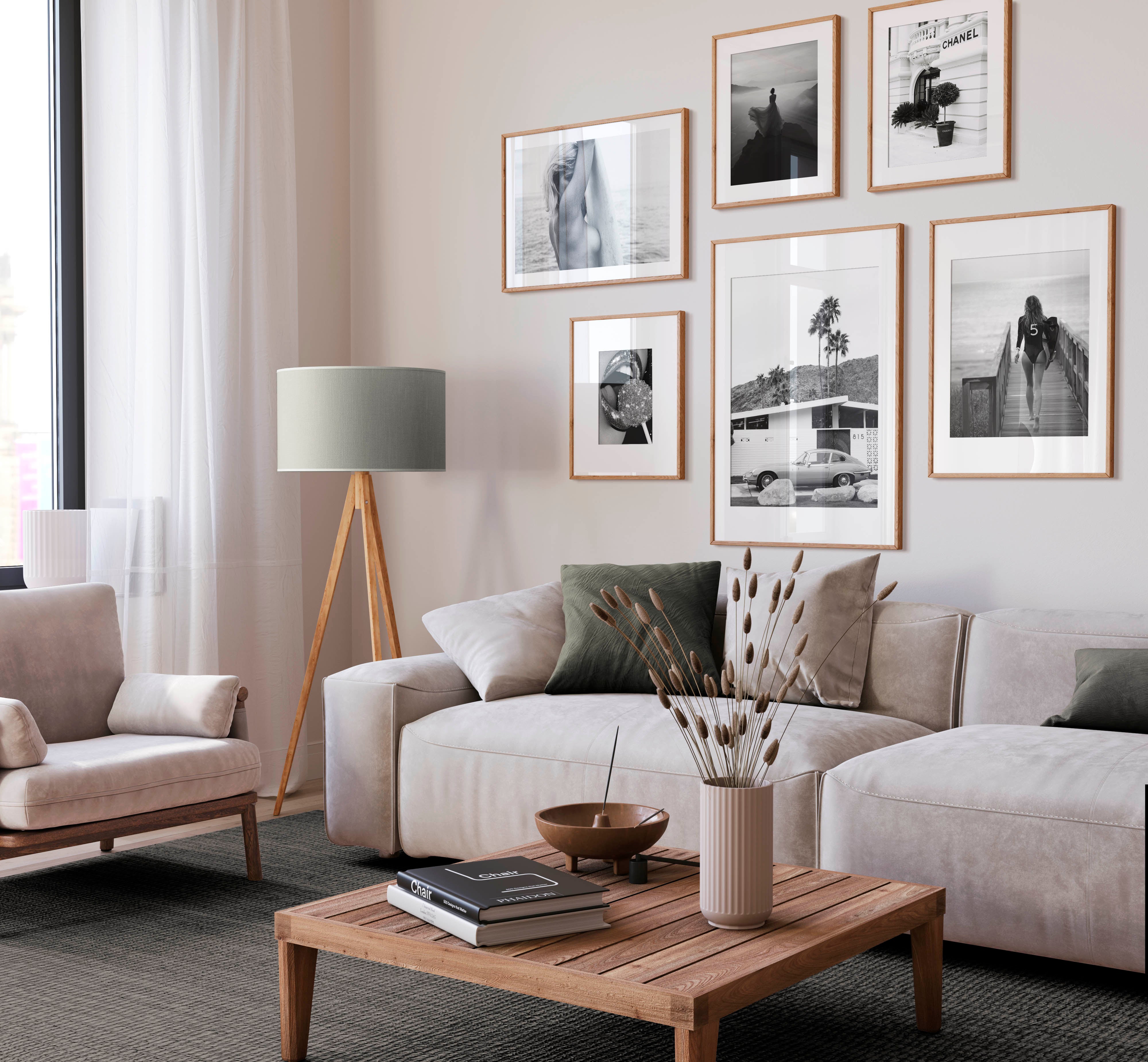 surfer girl poster in black and white, wall art, home decor, painting, print