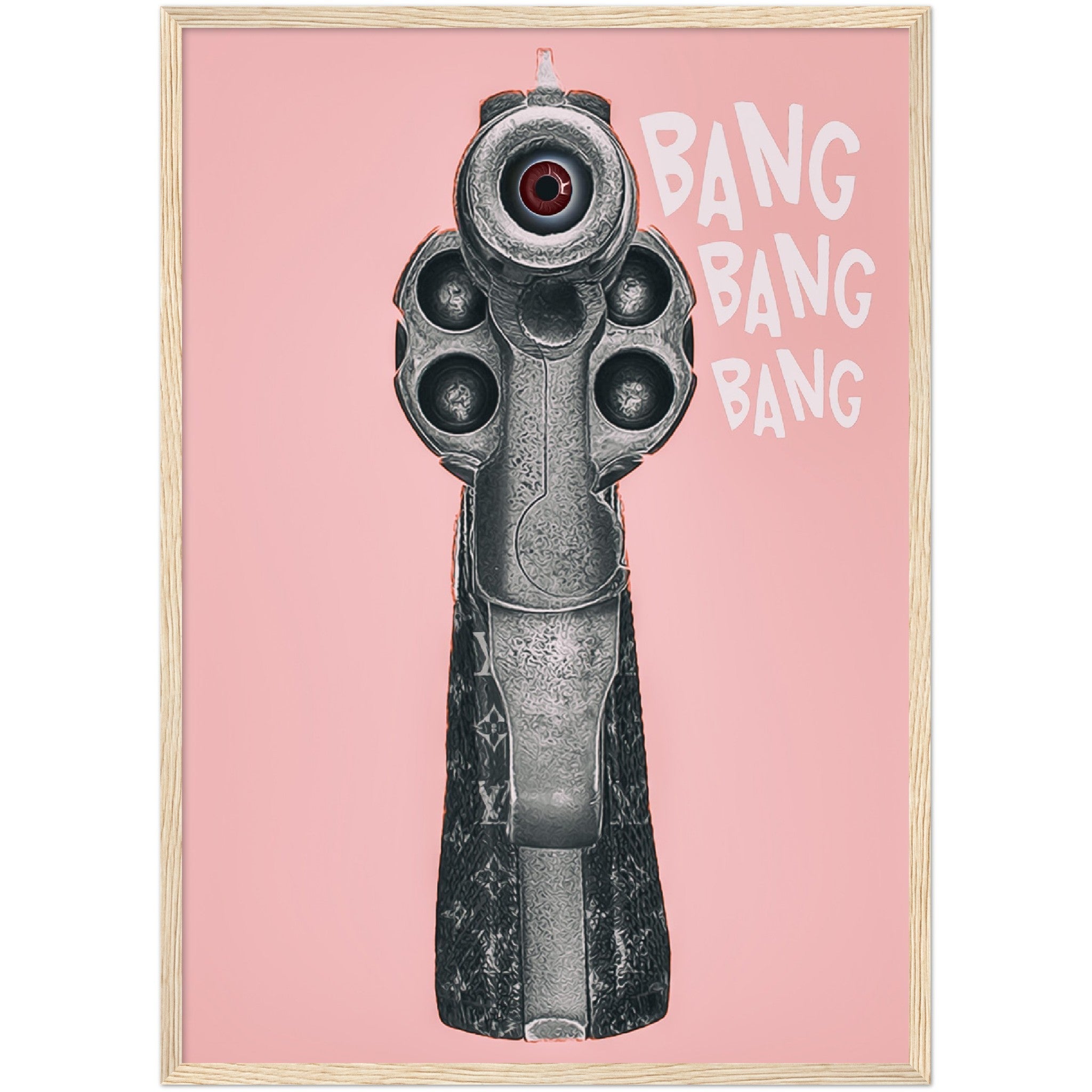 Luis Vuitton handgun illustration with pink background