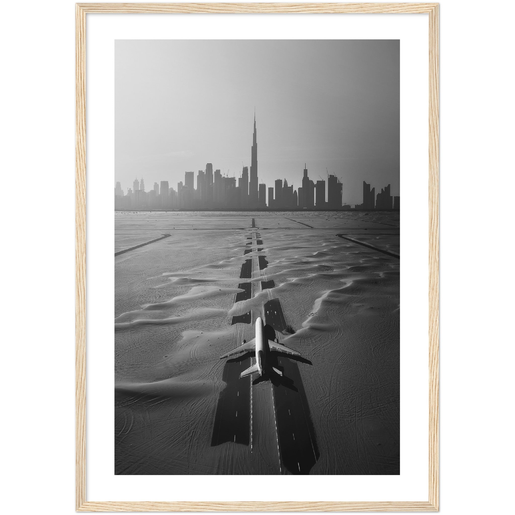 black and white poster of the Dubai skyline