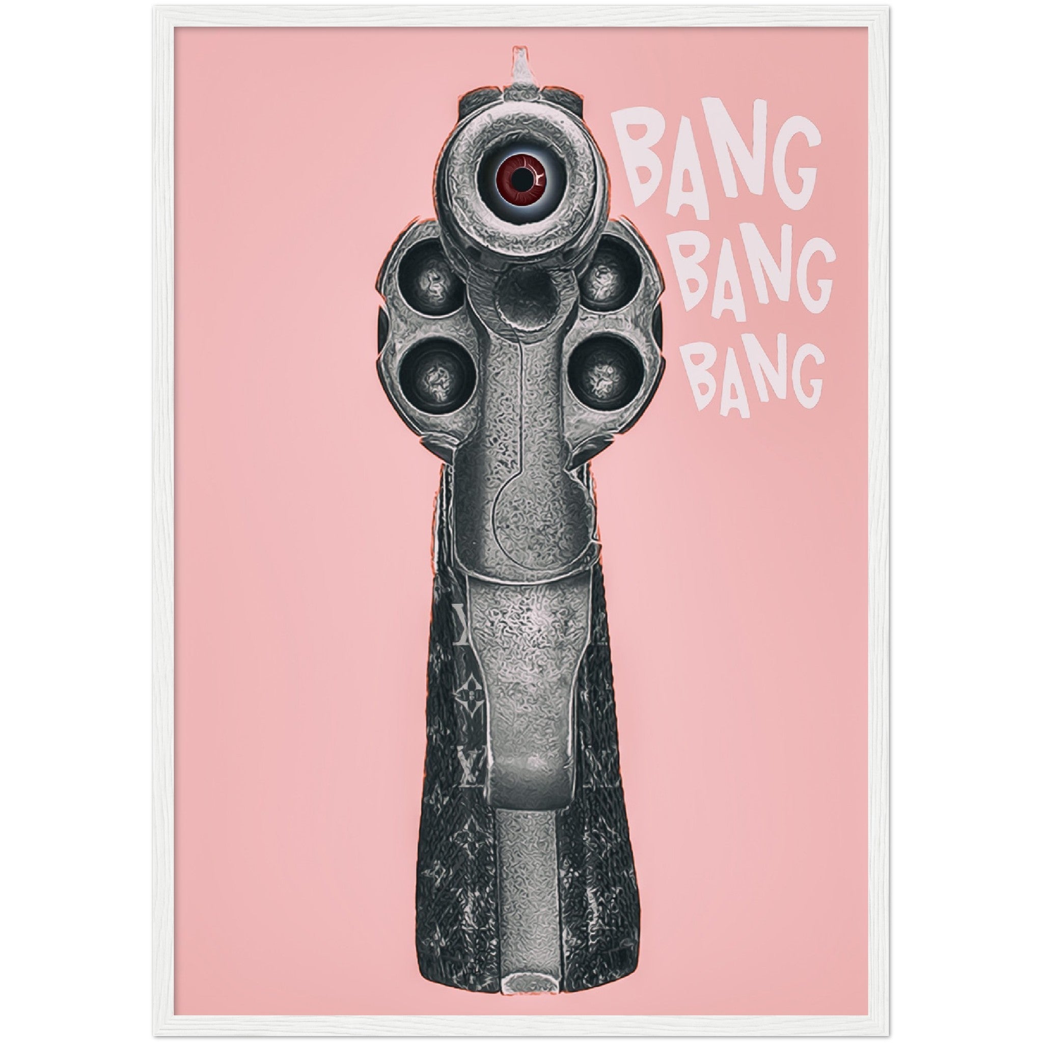 Luis Vuitton handgun illustration with pink background