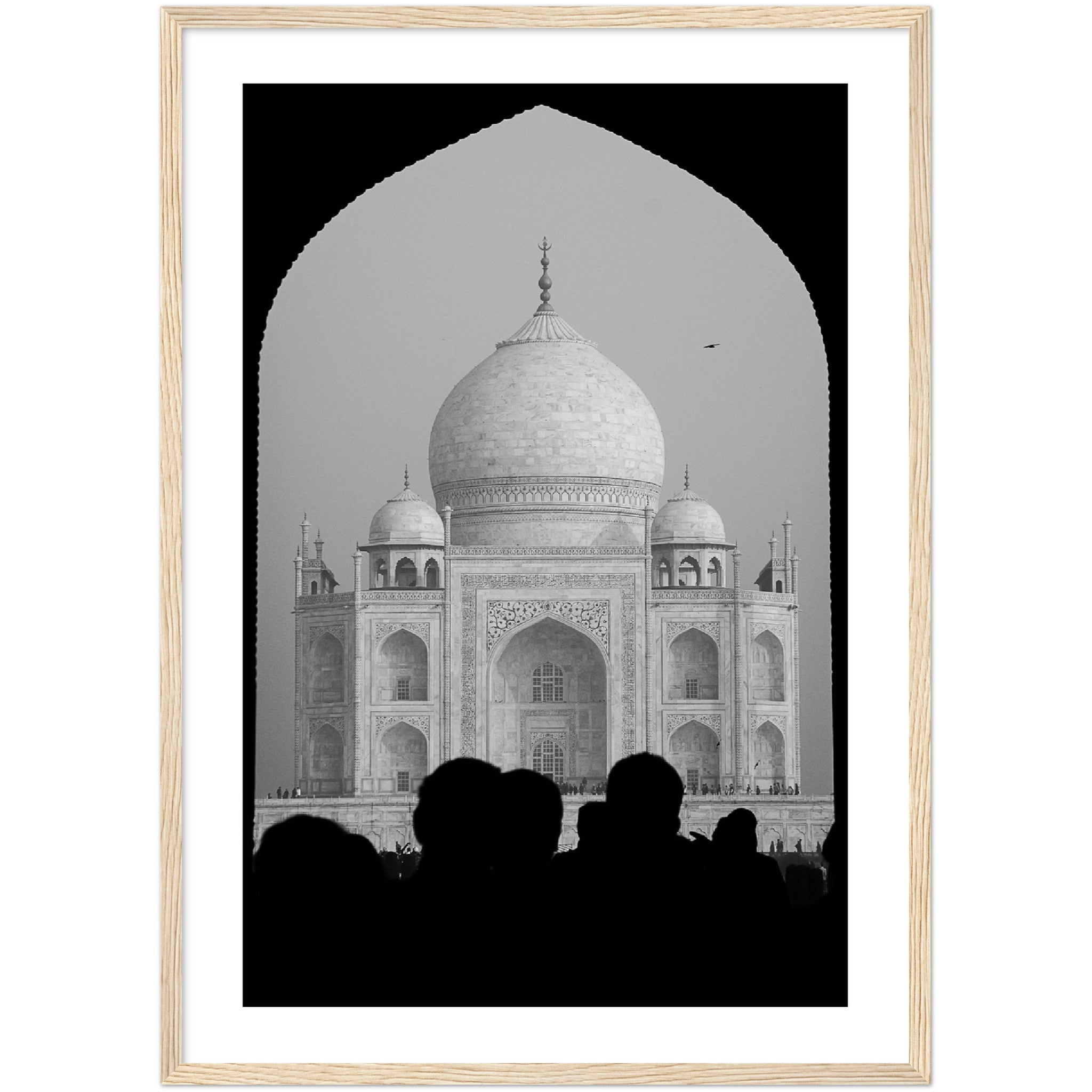 black and white print of the taj mahal