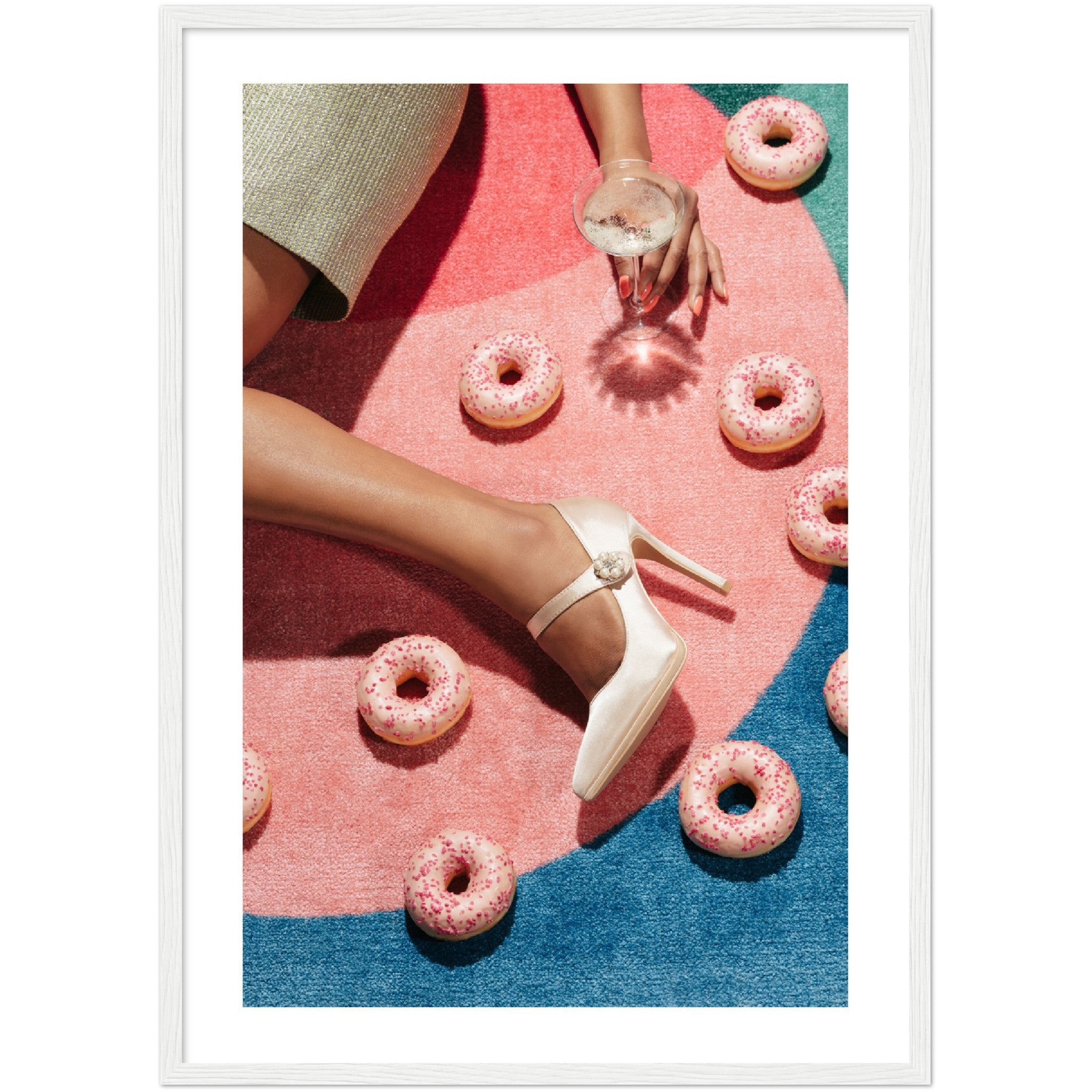 Poster mit Champagner und Donuts