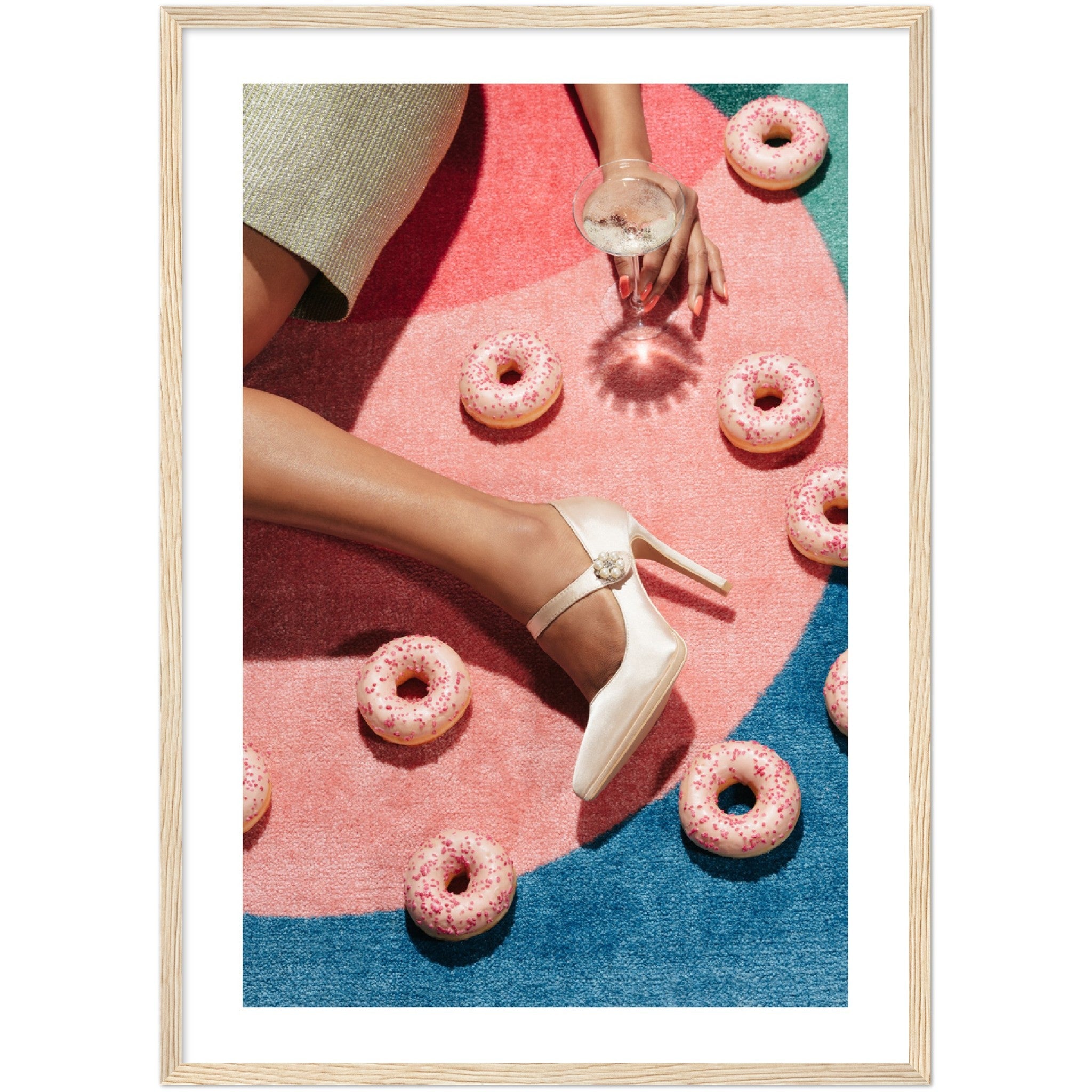 Poster mit Champagner und Donuts