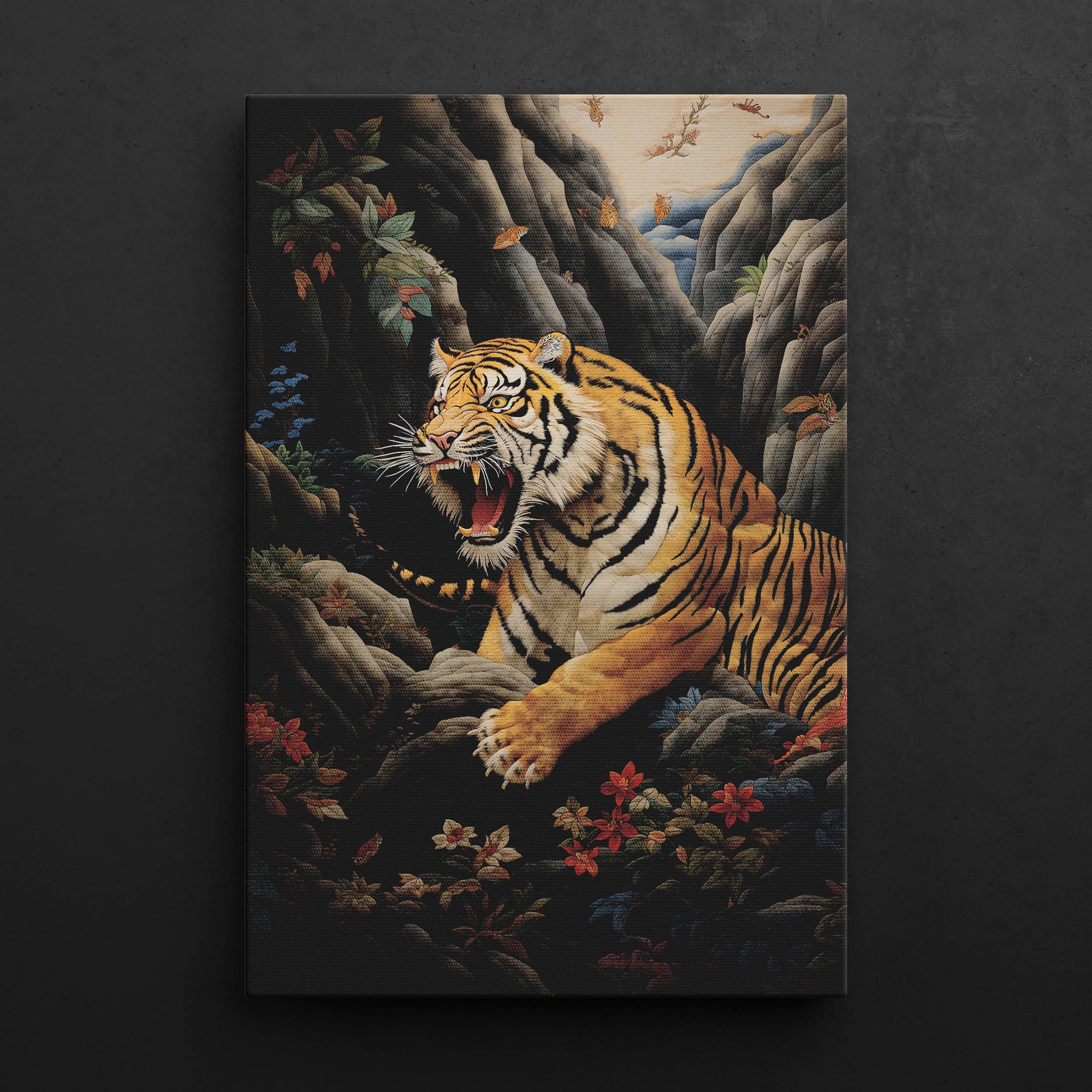 japanese tiger art style cavas print