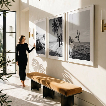 black and white wall art prints with a coastal theme