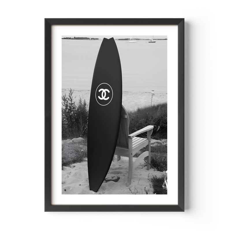 Black Surfboard Poster