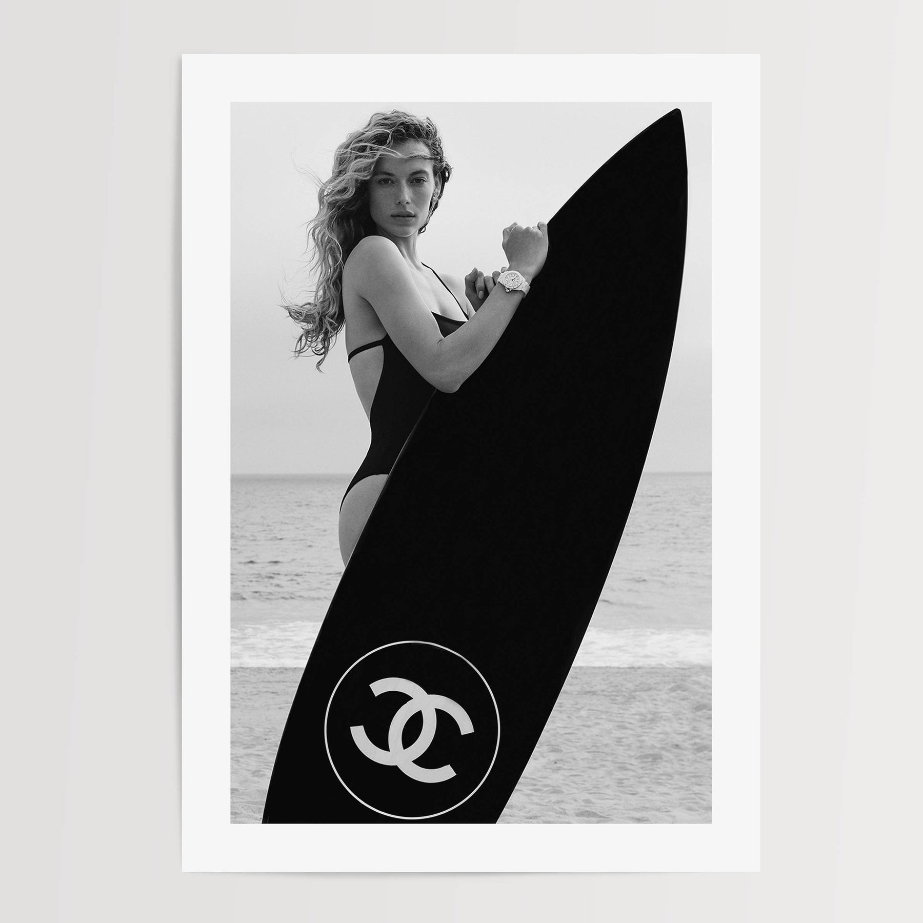 Set of 2 Surfer Girls Black and White Fashion Editorial 