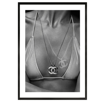 black and white chanel poster, painting, wall art, print