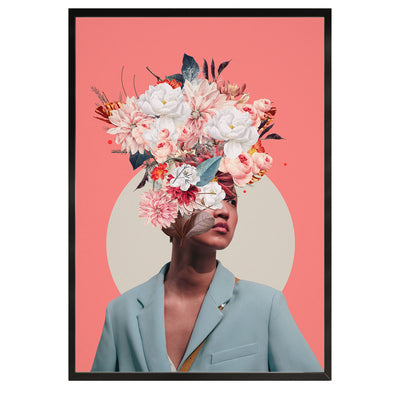 floral portrait illustration poster