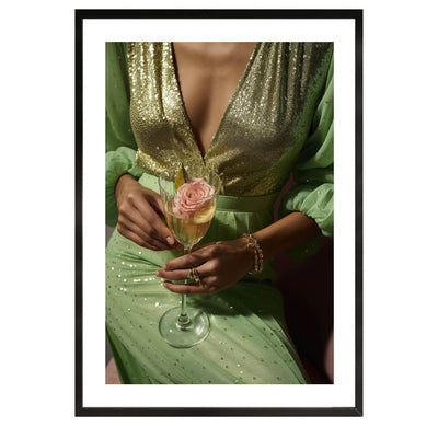 glamour sixties vintage poster of a woman holding a glass of champagne, luxury, wallart, retro, wall decor, print , fine art