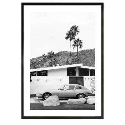 black and white poster, porsche, palm springs, wall art, home decor