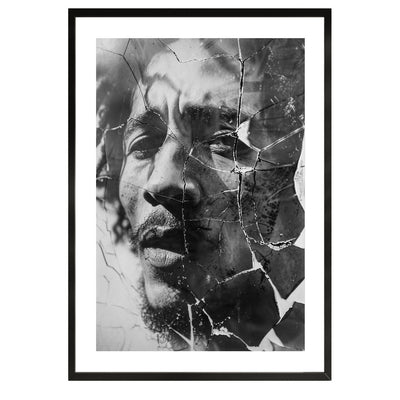 bob marley black and white poster