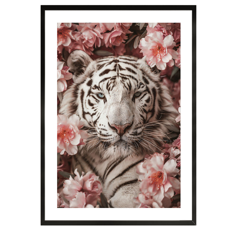 Beauté du tigre en fleurs Poster